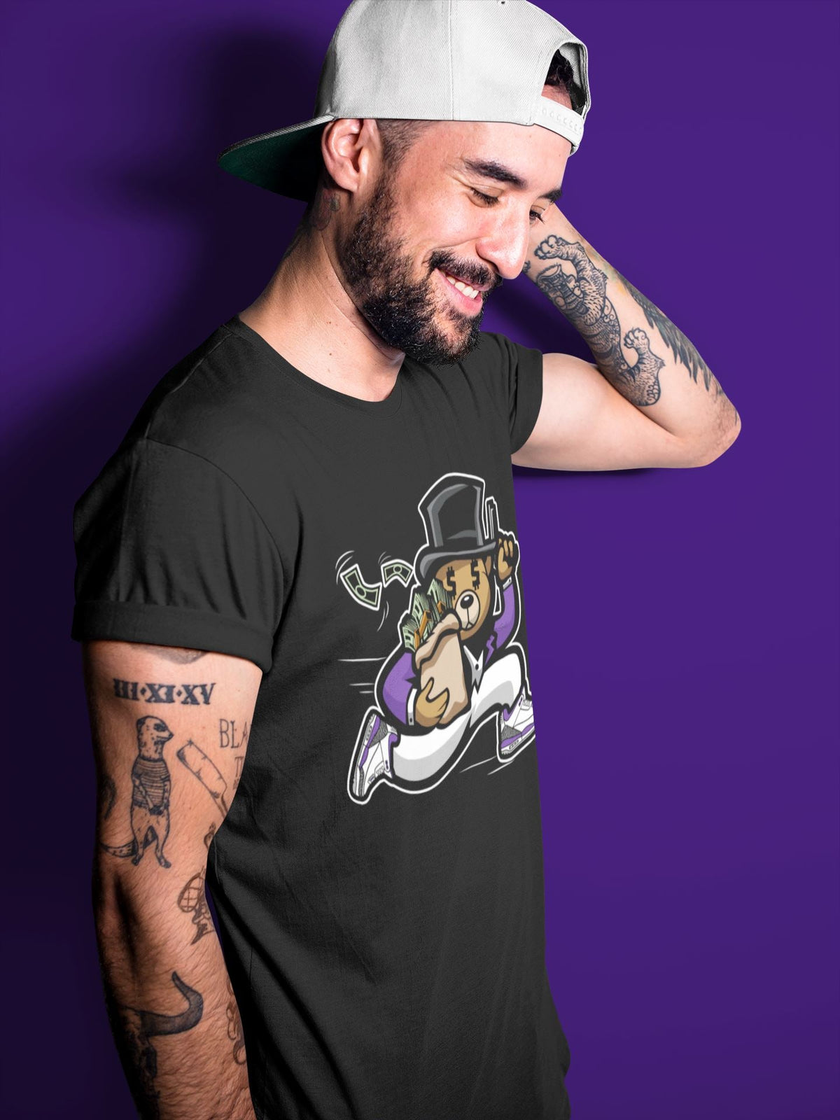 Jordan 3 Dark Iris Sneaker Matching T-Shirt Bear Steals Sneaker Tees Jordan 3 Dark Iris Sneaker Release Tees Crew Neck Tees