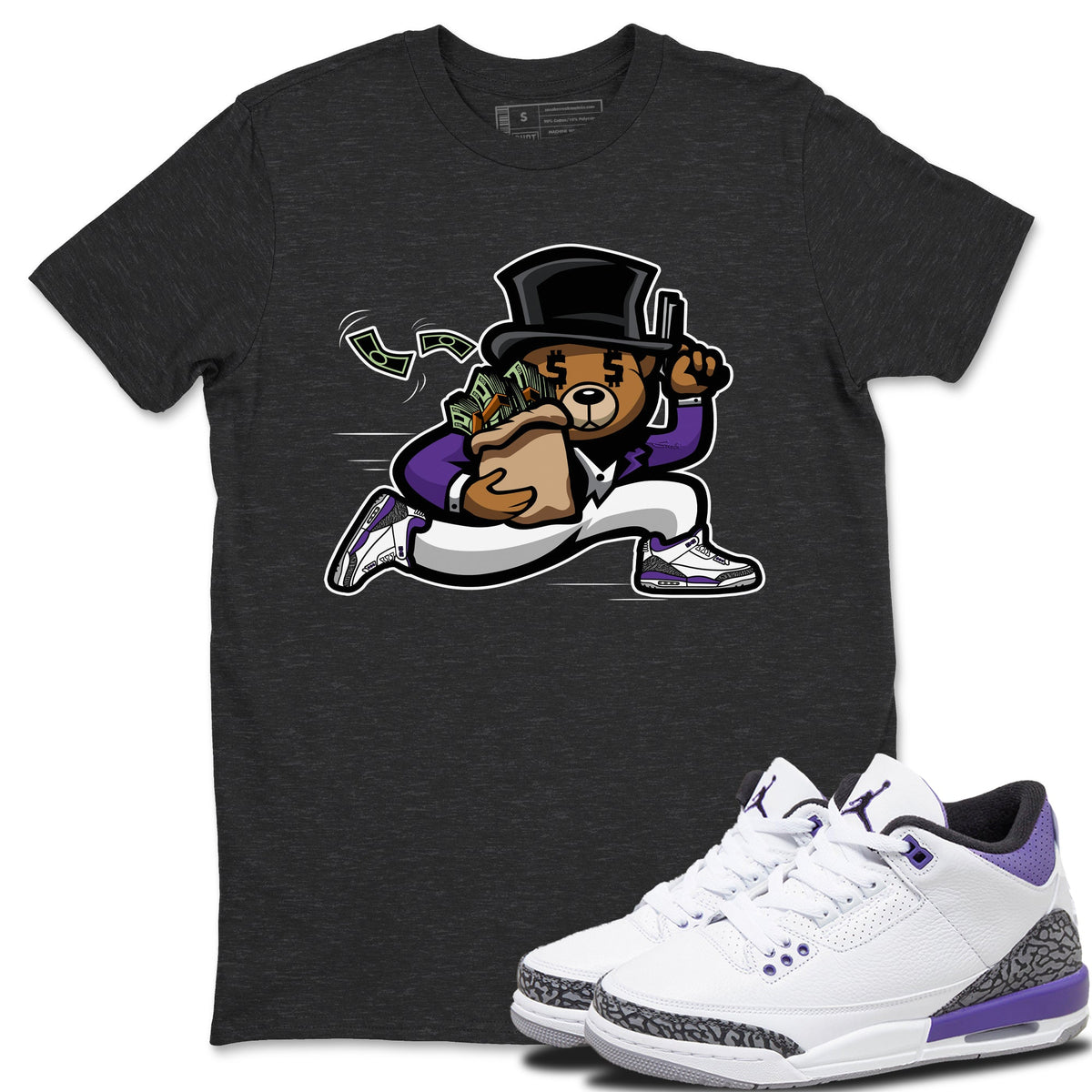 Jordan 3 Dark Iris Sneaker Matching T-Shirt Bear Steals Sneaker Tees Jordan 3 Dark Iris Sneaker Release Tees Crew Neck Tees