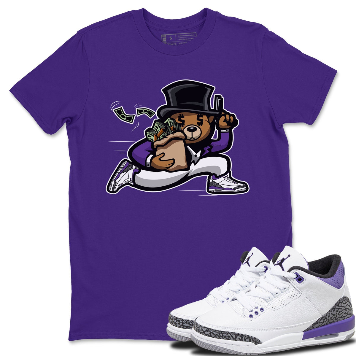 Jordan 3 Dark Iris Sneaker Matching T-Shirt Bear Steals Sneaker Tees Jordan 3 Dark Iris Sneaker Release Tees Crew Neck Tees