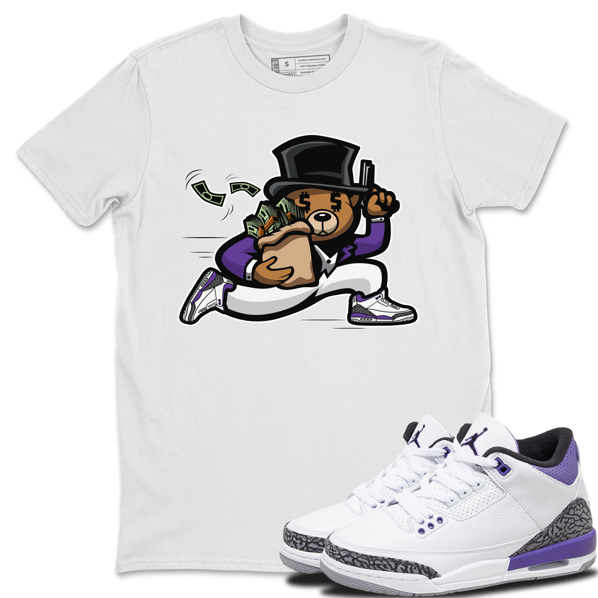 Jordan 3 Dark Iris Sneaker Matching T-Shirt Bear Steals Sneaker Tees Jordan 3 Dark Iris Sneaker Release Tees Crew Neck Tees
