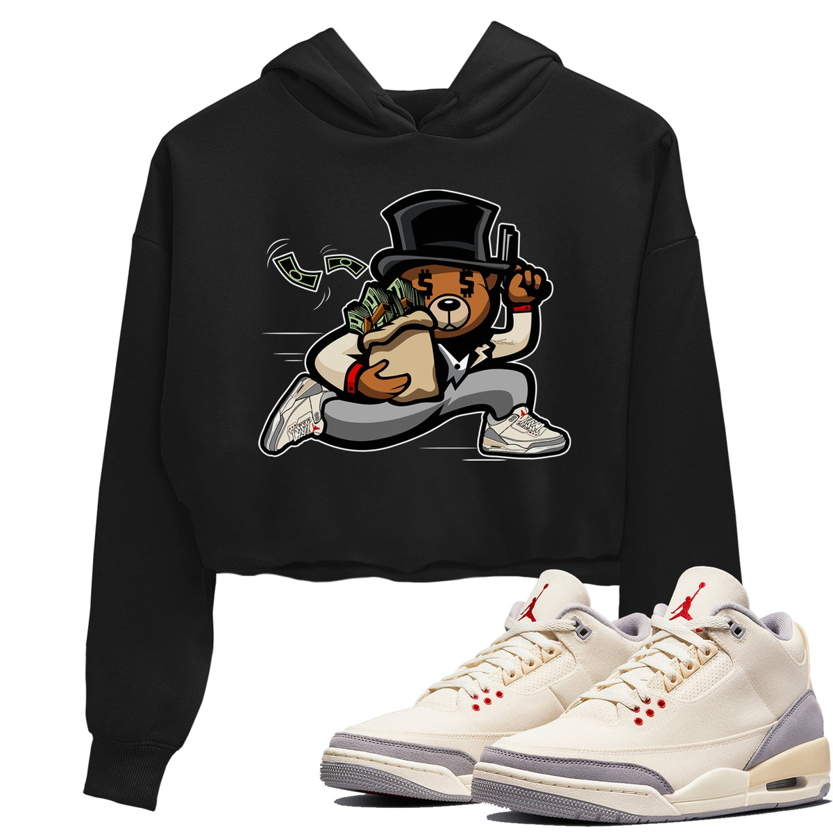 Jordan 3 Muslin Sneaker Matching T-Shirt Bear Steals Sneaker Tees Jordan 3 Muslin Sneaker Release Tees Women's Shirts
