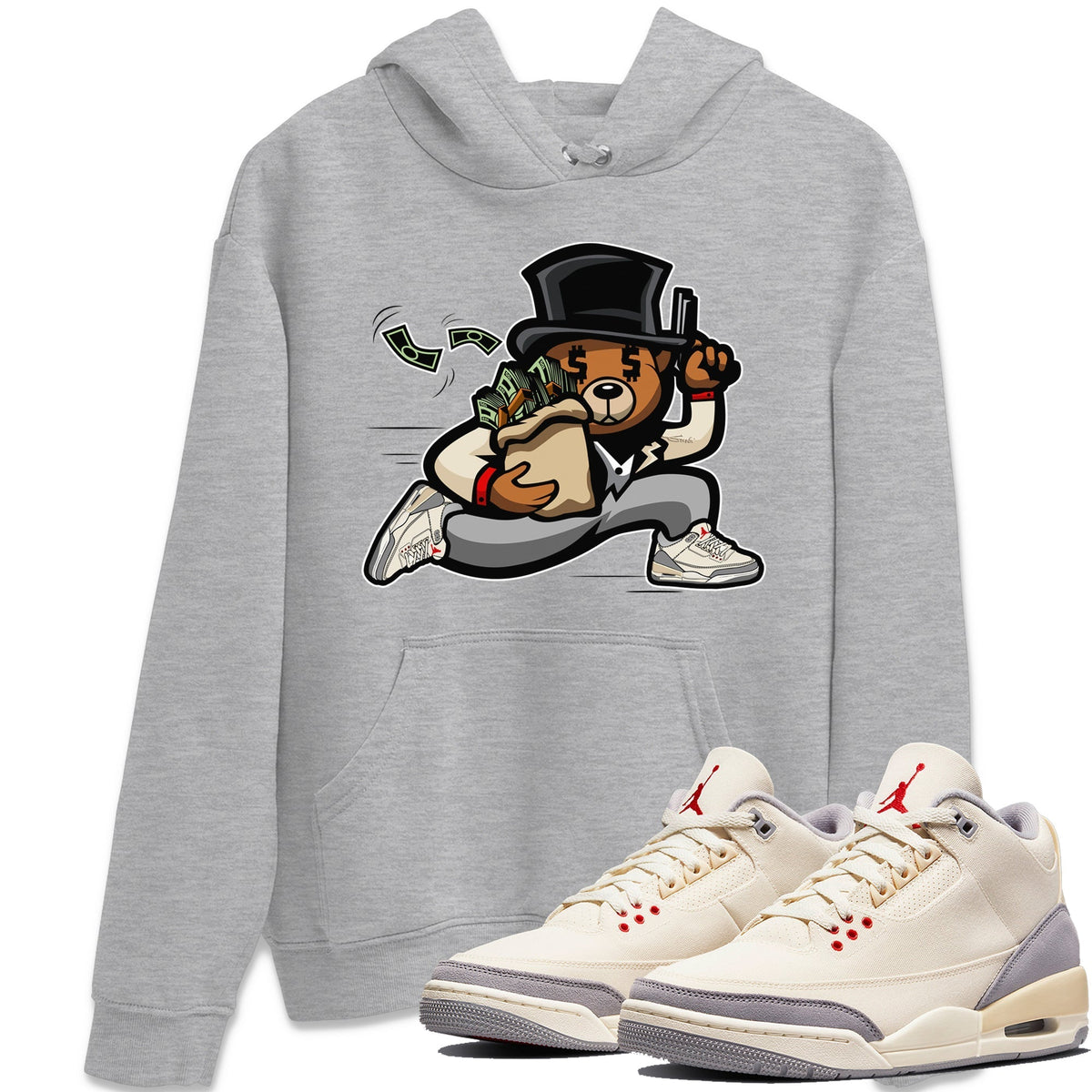 Jordan 3 Muslin Sneaker Matching T-Shirt Bear Steals Sneaker Tees Jordan 3 Muslin Sneaker Release Tees Crew Neck Tees
