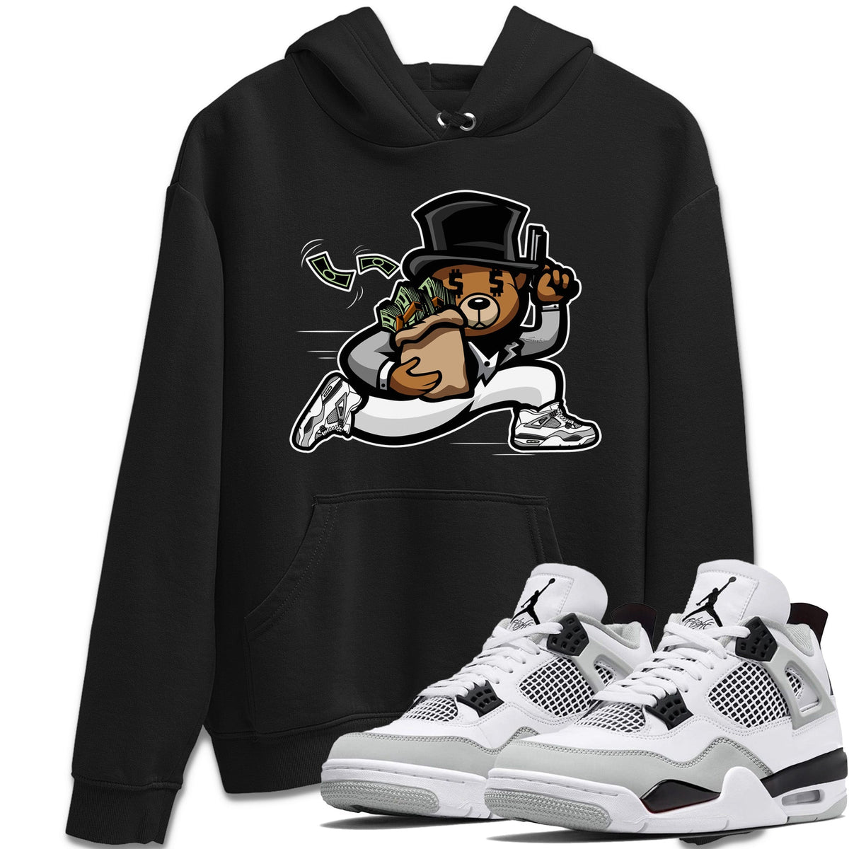 Jordan 4 Military Black Sneaker Matching T-Shirt Bear Steals Sneaker Tees Jordan 4 Military Black Sneaker Release Tees Crew Neck Tees