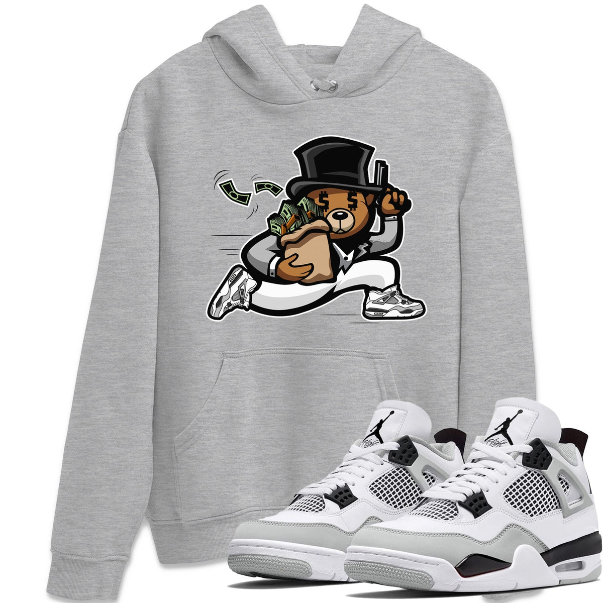 Jordan 4 Military Black Sneaker Matching T-Shirt Bear Steals Sneaker Tees Jordan 4 Military Black Sneaker Release Tees Crew Neck Tees