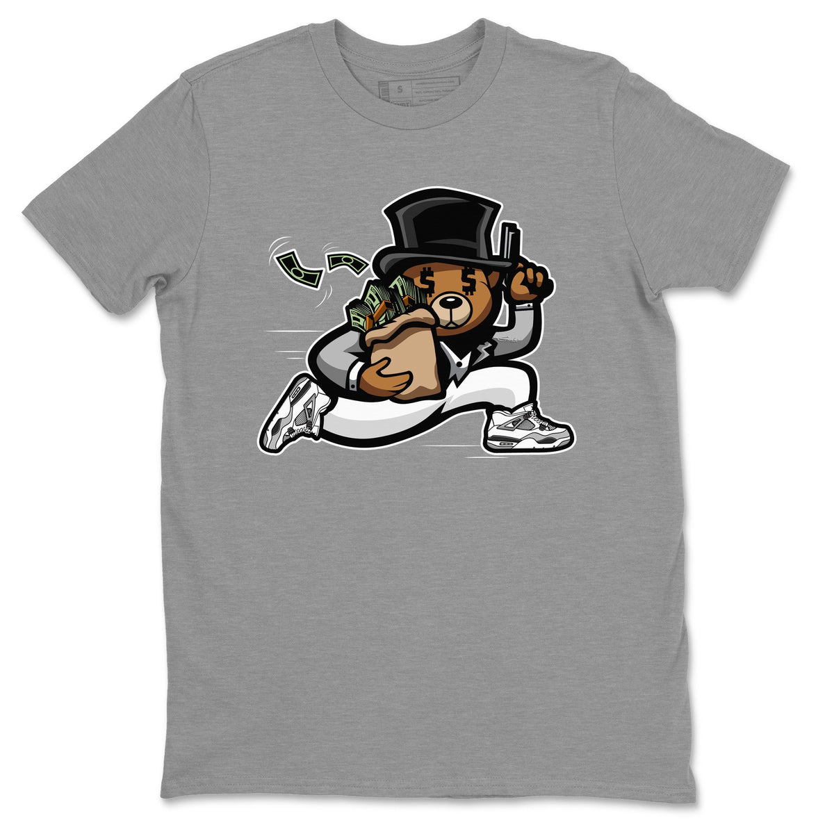 Jordan 4 Military Black Sneaker Matching T-Shirt Bear Steals Sneaker Tees Jordan 4 Military Black Sneaker Release Tees Crew Neck Tees
