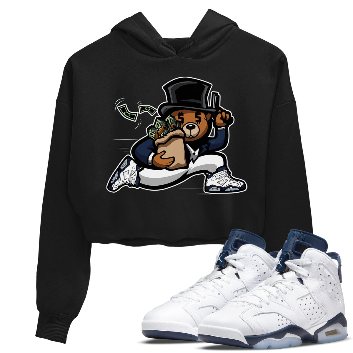 Jordan 6 Midnight Navy Sneaker Matching T-Shirt Bear Steals Sneaker Tees Jordan 6 Midnight Navy Sneaker Release Tees Women's Shirts