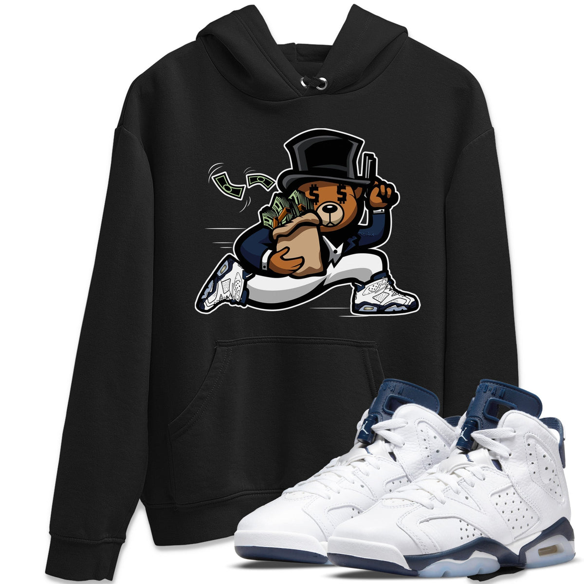 Jordan 6 Midnight Navy Sneaker Matching T-Shirt Bear Steals Sneaker Tees Jordan 6 Midnight Navy Sneaker Release Tees Crew Neck Tees