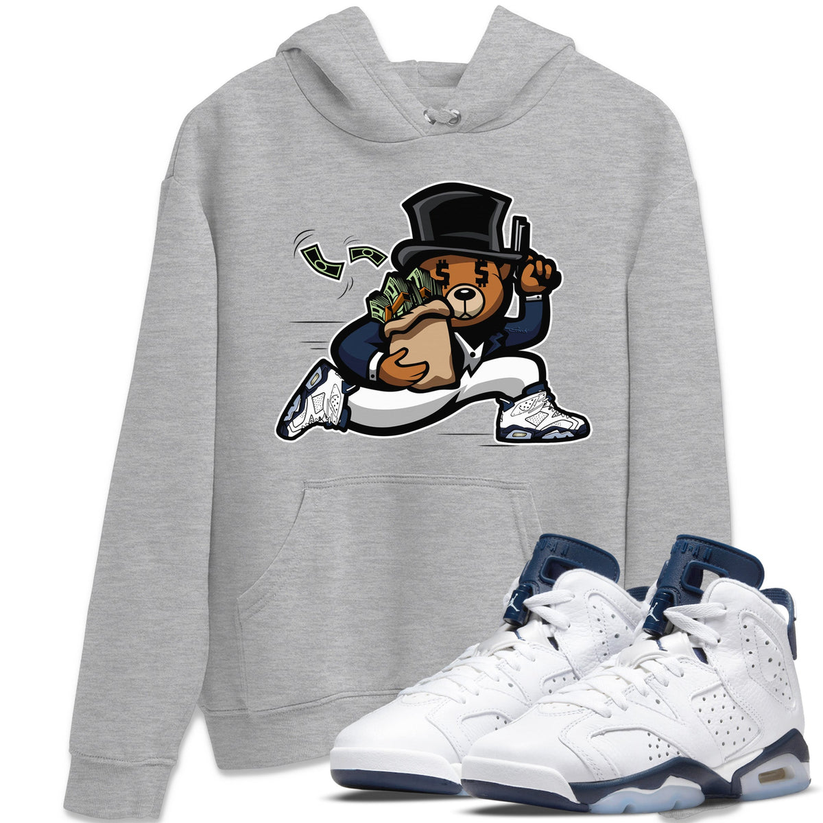 Jordan 6 Midnight Navy Sneaker Matching T-Shirt Bear Steals Sneaker Tees Jordan 6 Midnight Navy Sneaker Release Tees Crew Neck Tees