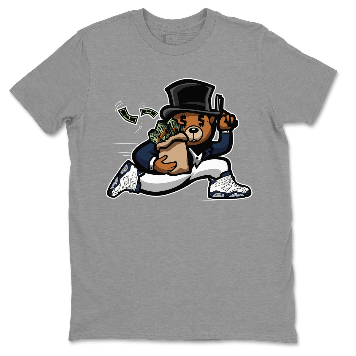 Jordan 6 Midnight Navy Sneaker Matching T-Shirt Bear Steals Sneaker Tees Jordan 6 Midnight Navy Sneaker Release Tees Crew Neck Tees