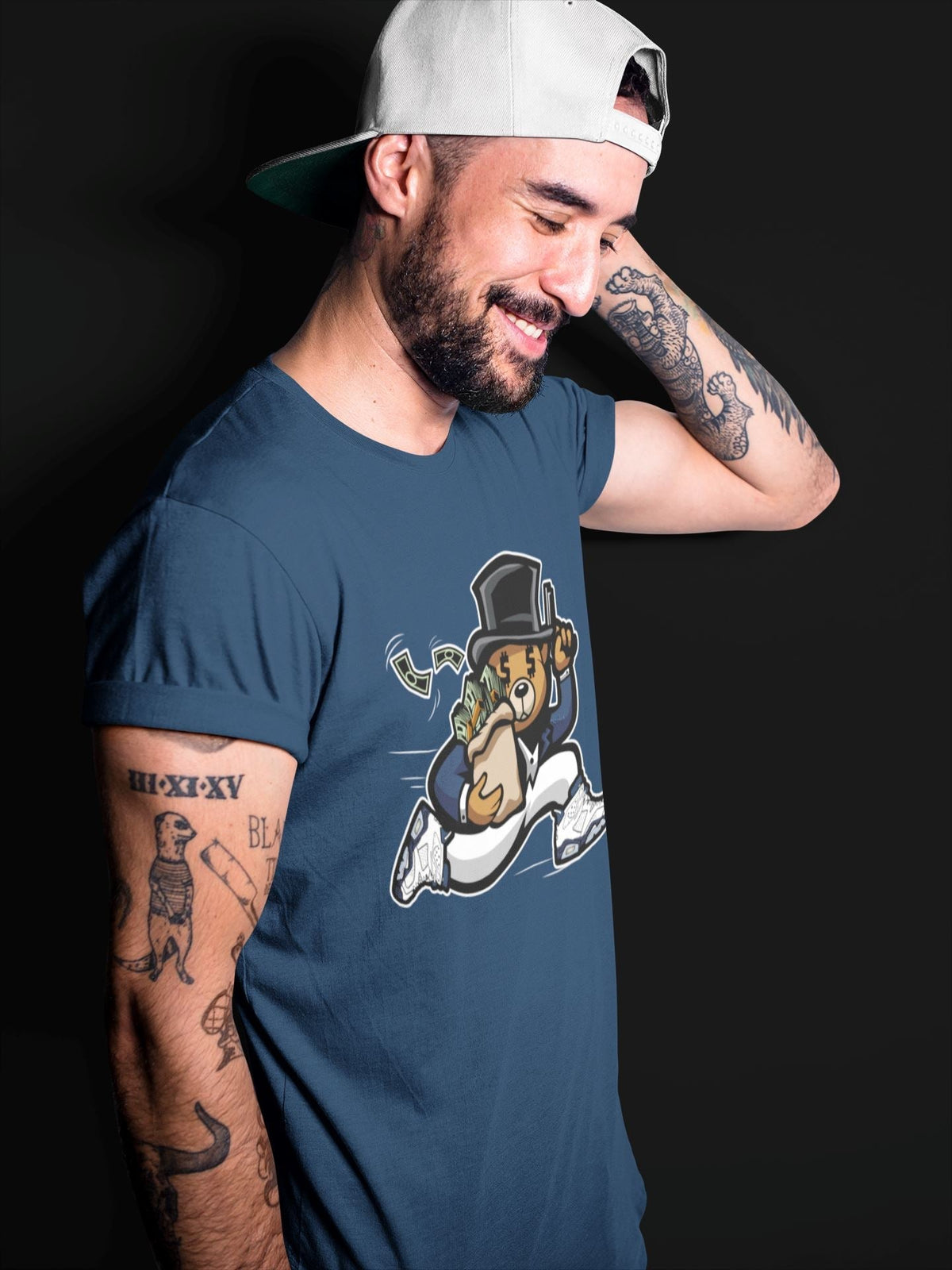 Jordan 6 Midnight Navy Sneaker Matching T-Shirt Bear Steals Sneaker Tees Jordan 6 Midnight Navy Sneaker Release Tees Crew Neck Tees