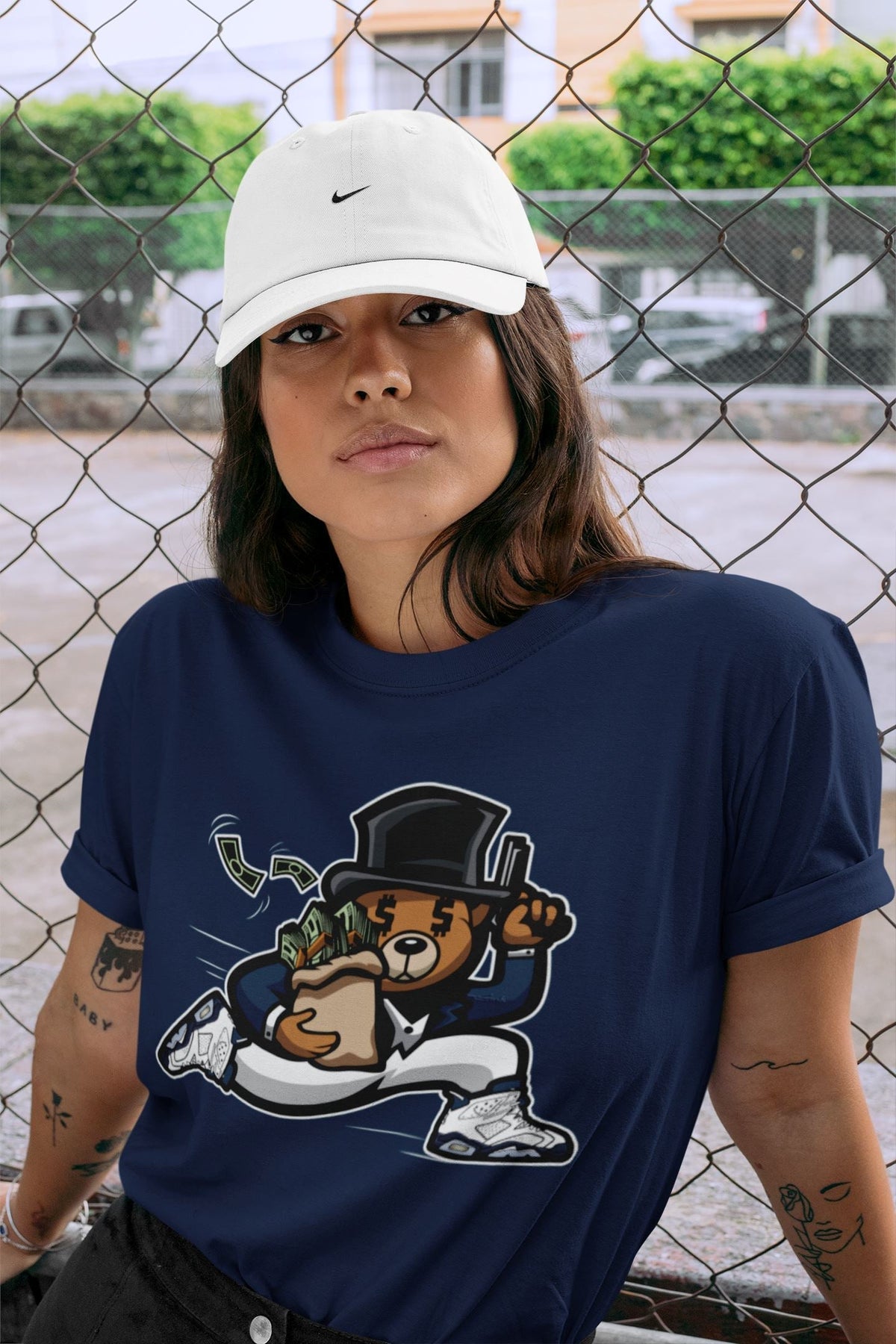 Jordan 6 Midnight Navy Sneaker Matching T-Shirt Bear Steals Sneaker Tees Jordan 6 Midnight Navy Sneaker Release Tees Crew Neck Tees