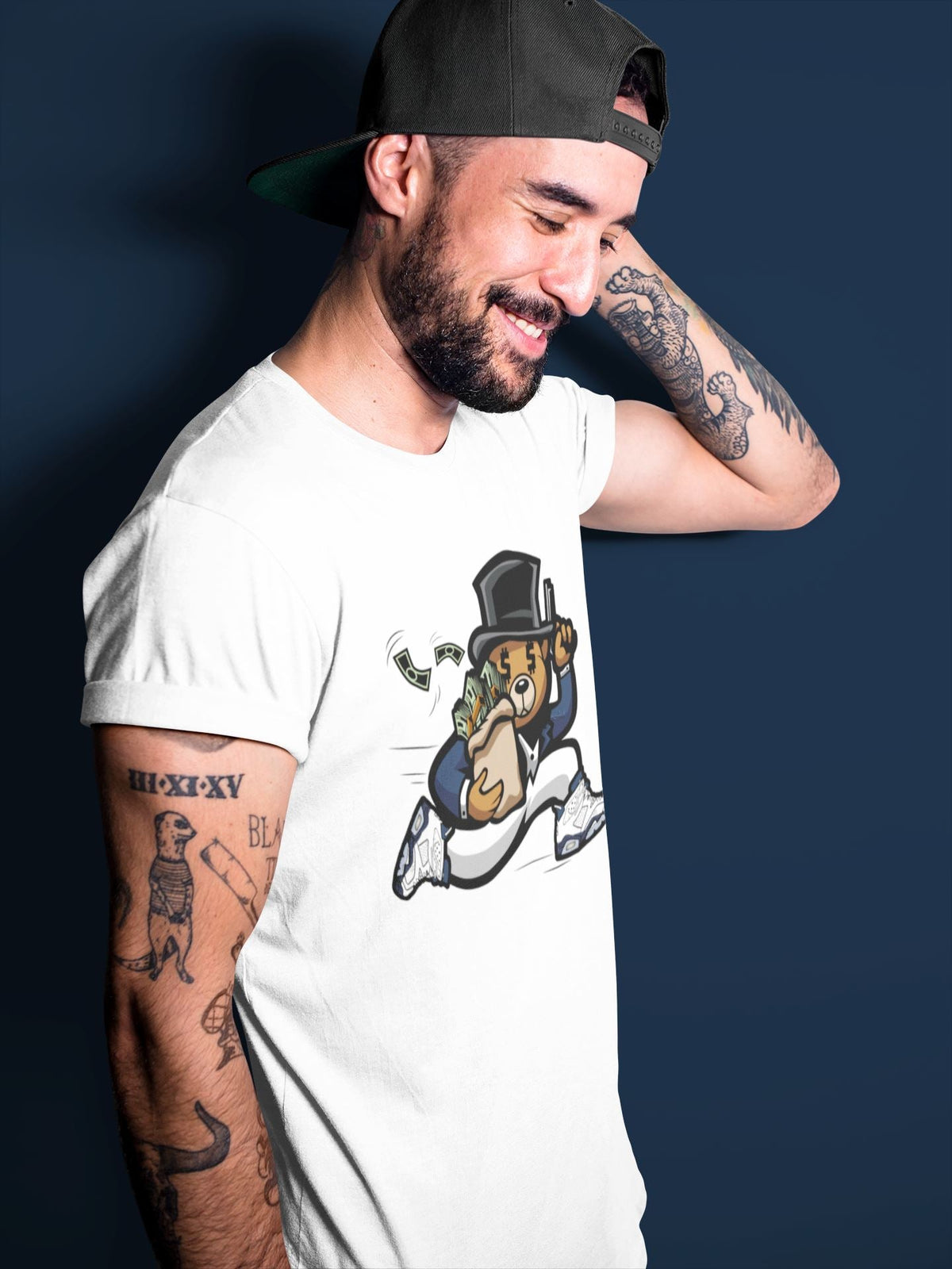 Jordan 6 Midnight Navy Sneaker Matching T-Shirt Bear Steals Sneaker Tees Jordan 6 Midnight Navy Sneaker Release Tees Crew Neck Tees
