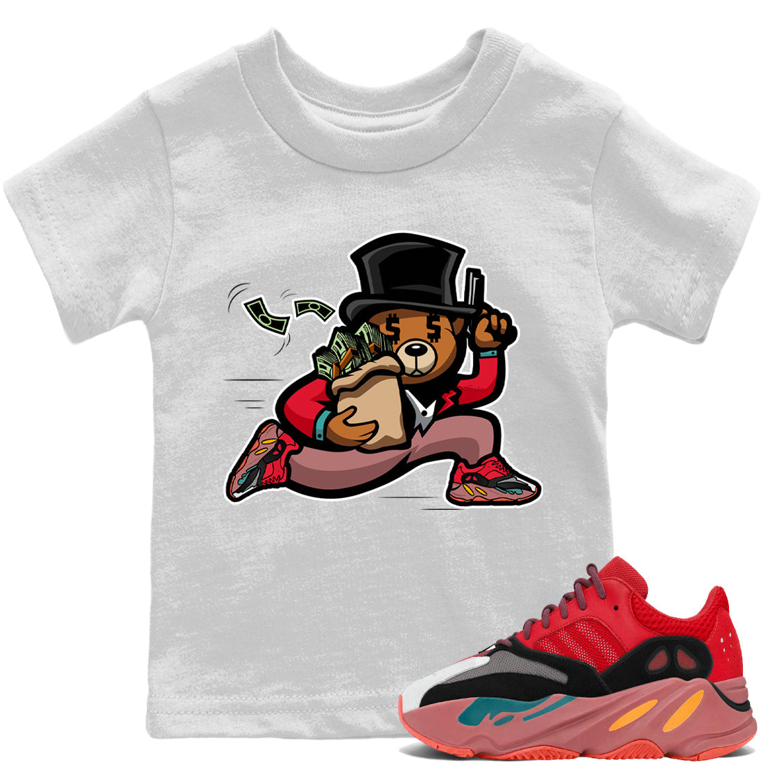 Yeezy 700 Hi-Res Red Shirt To Match Jordans Bear Steals Sneaker Tees Yeezy 700 Hi-Res Red Drip Gear Zone Sneaker Matching Clothing Kids Shirts