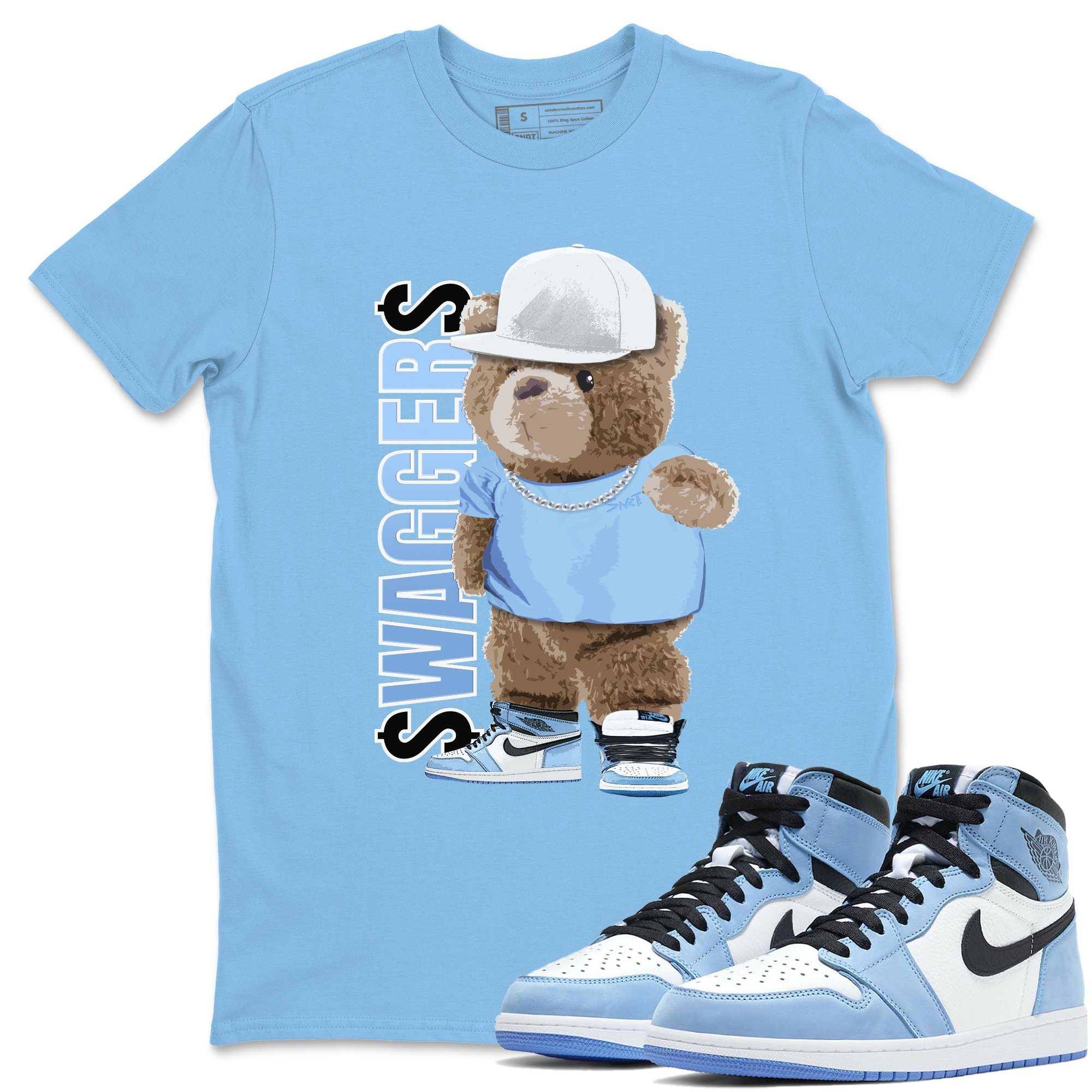 Jordan 1 University Blue Shirt To Match Jordans Bear Swaggers Sneaker Tees Jordan 1 University Blue Drip Gear Zone Sneaker Matching Clothing Unisex Shirts