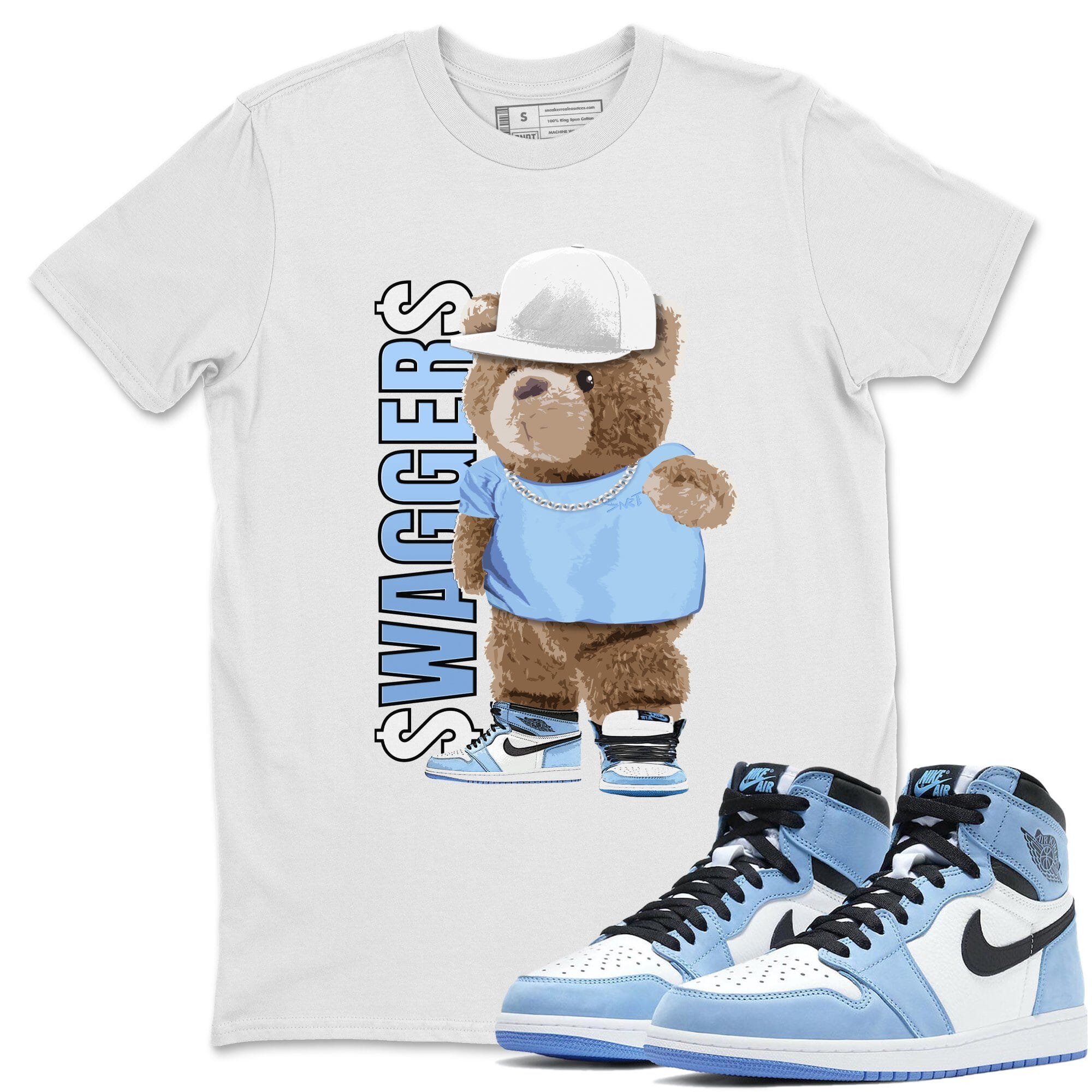Jordan 1 University Blue Shirt To Match Jordans Bear Swaggers Sneaker Tees Jordan 1 University Blue Drip Gear Zone Sneaker Matching Clothing Unisex Shirts