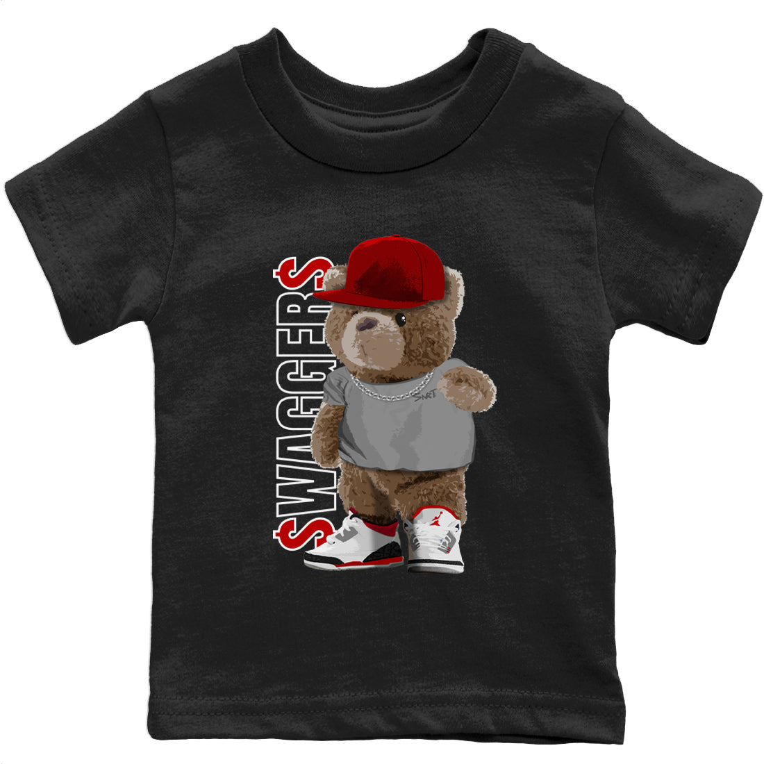 Jordan 3 Fire Red Sneaker Matching T-Shirt Bear Swaggers Sneaker Tees Jordan 3 Fire Red Sneaker Release Tees Kids Shirts