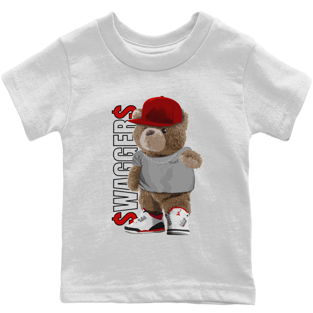 Jordan 3 Fire Red Sneaker Matching T-Shirt Bear Swaggers Sneaker Tees Jordan 3 Fire Red Sneaker Release Tees Kids Shirts