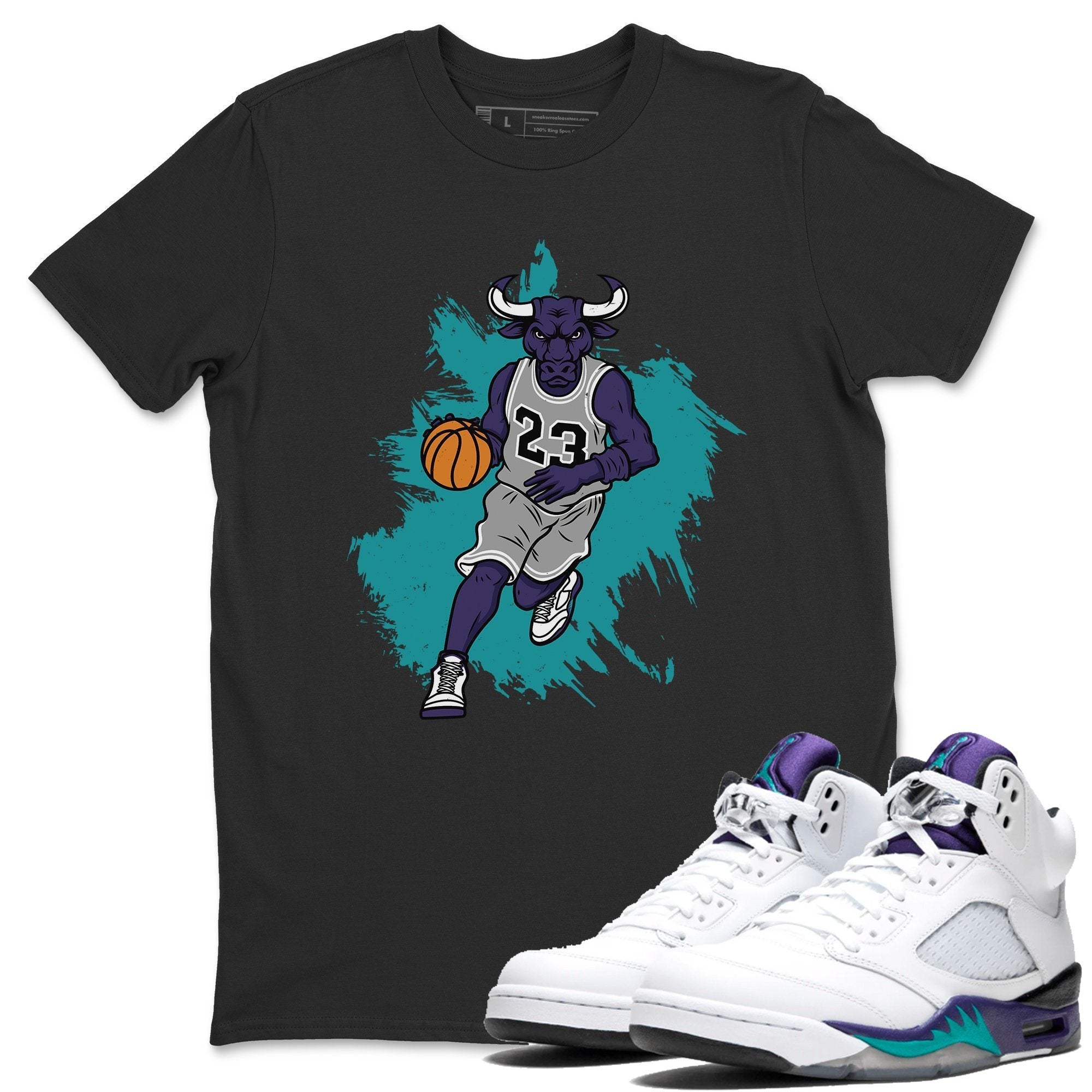 Jordan 5 Grape Shirt To Match Jordans Bull Figure Sneaker Tees Jordan 5 Grape Drip Gear Zone Sneaker Matching Clothing Unisex Shirts