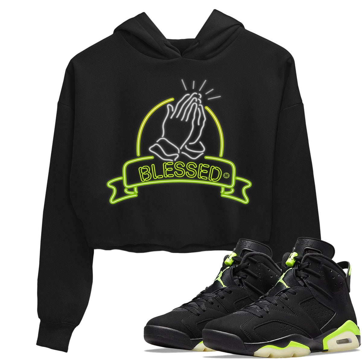 Jordan 6 Electric Green Sneaker Matching T-Shirt Blessed Sneaker Tees Jordan 6 Electric Green Sneaker Release Tees Women's Shirts