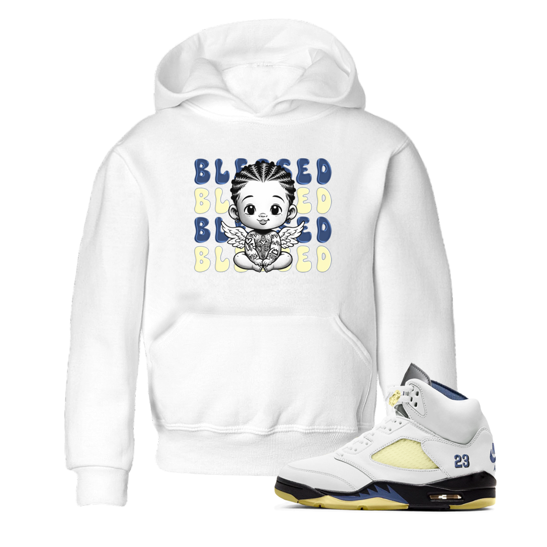 Jordan 5 A Ma Maniere x Dawn to match jordans Blessed Baby sneaker tees Air Jordan 5 A Ma Maniere x Photon Dust Drip Gear Zone Streetwear Brand Sneaker Matching Cotton Shirt baby toddler White 1 cotton Shirt