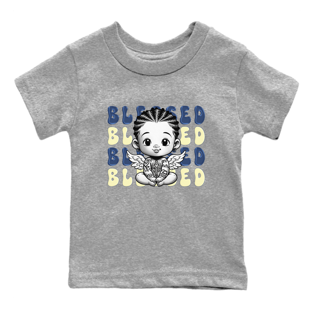 Jordan 5 A Ma Maniere x Dawn to match jordans Blessed Baby sneaker tees Air Jordan 5 A Ma Maniere x Photon Dust Drip Gear Zone Streetwear Brand Sneaker Matching Cotton Shirt baby toddler Heather Grey 2 cotton Shirt