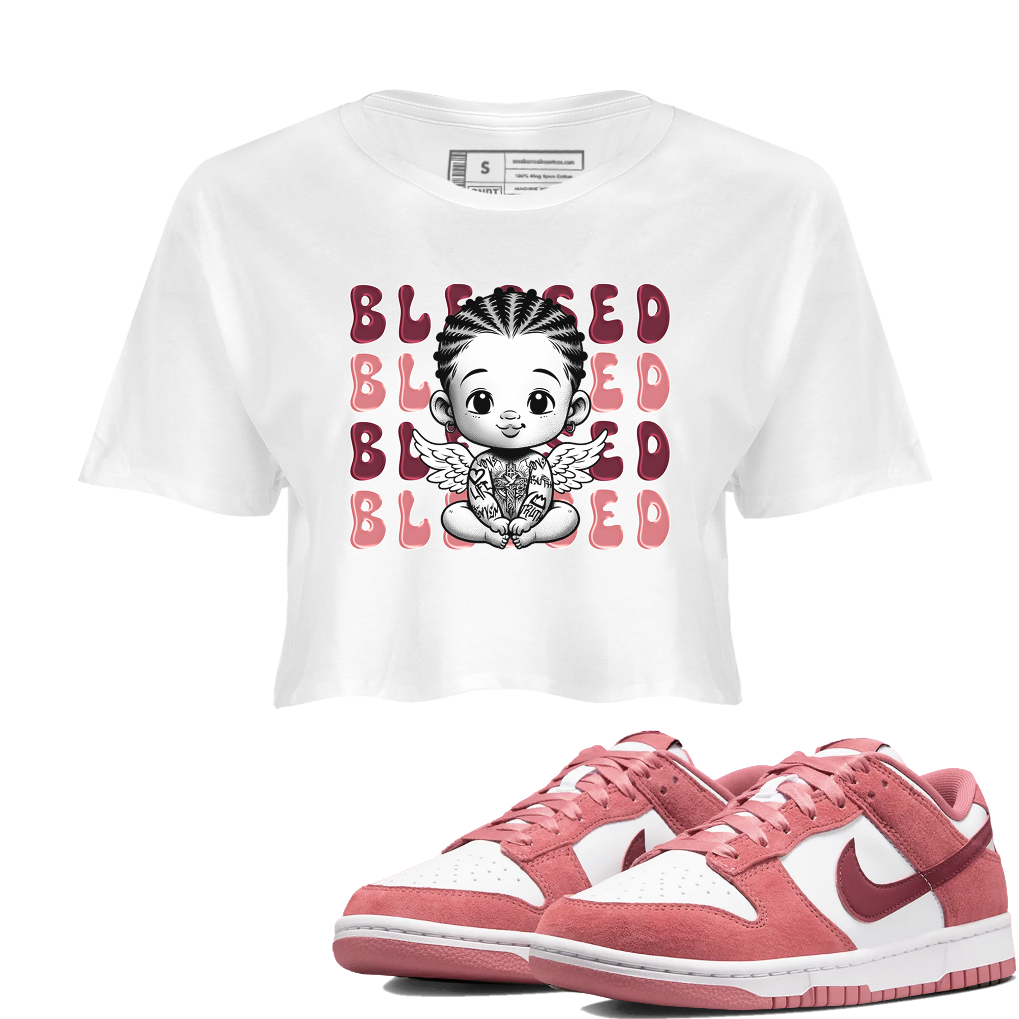Dunk Low Valentines Day shirt to match jordans Blessed sneaker tees Special Valentine's Day Couple Shirt Dunk Valentine's Day 2024 Drip Gear Zone Sneaker Matching Shirt White 1 Crop T-Shirt