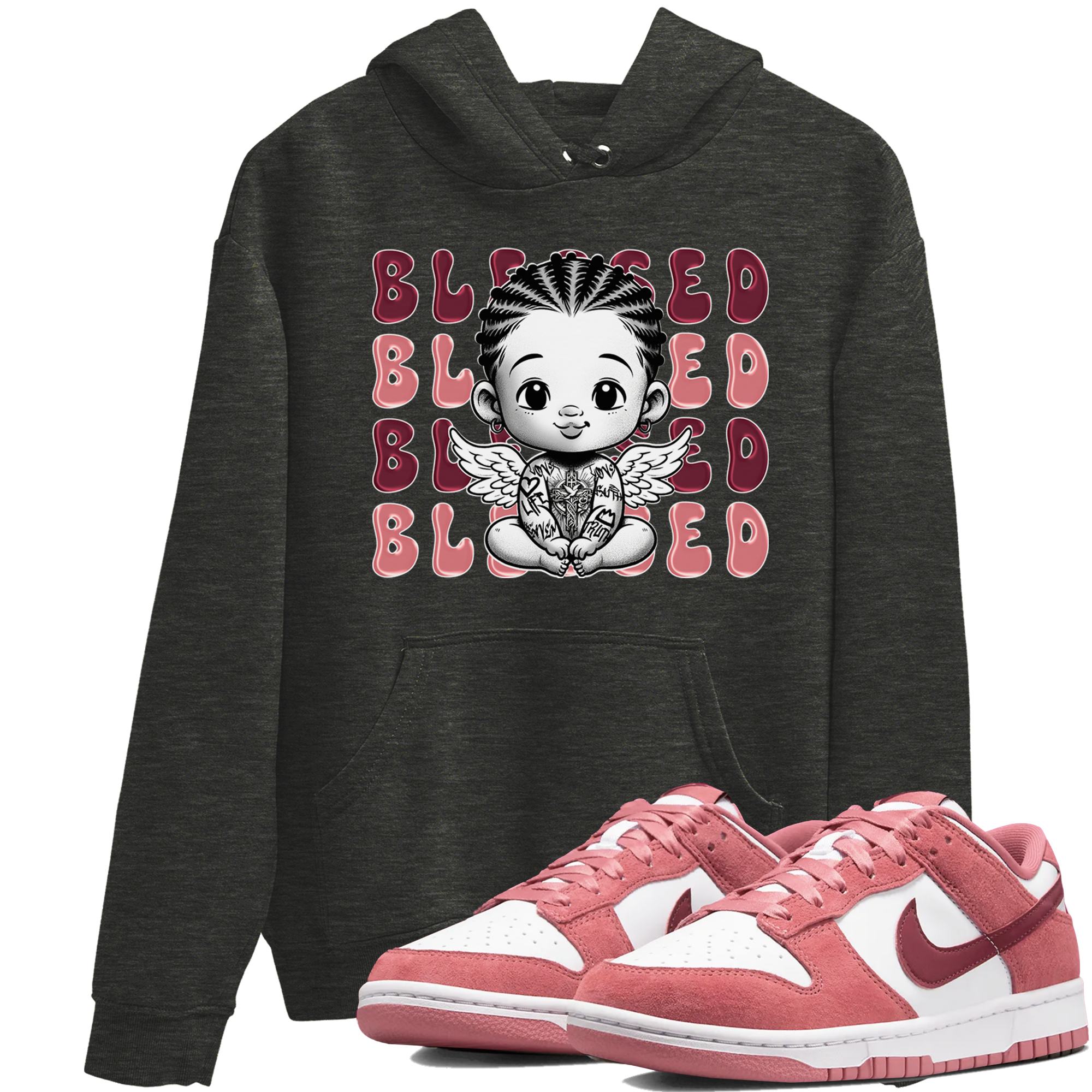 Dunk Low Valentines Day shirt to match jordans Blessed sneaker tees Special Valentine's Day Couple Shirt Dunk Valentine's Day 2024 Drip Gear Zone Sneaker Matching Shirt Unisex Charcoal Heather 1 T-Shirt