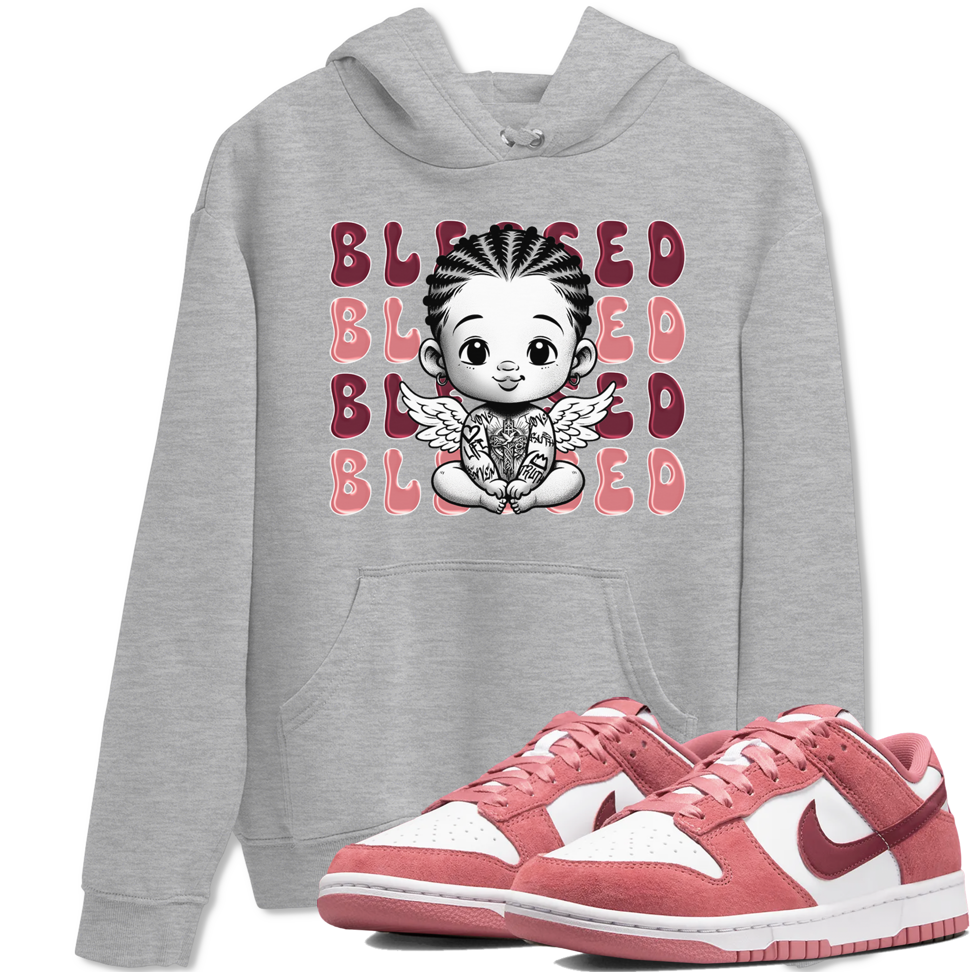 Dunk Low Valentines Day shirt to match jordans Blessed sneaker tees Special Valentine's Day Couple Shirt Dunk Valentine's Day 2024 Drip Gear Zone Sneaker Matching Shirt Unisex Heather Grey 1 T-Shirt
