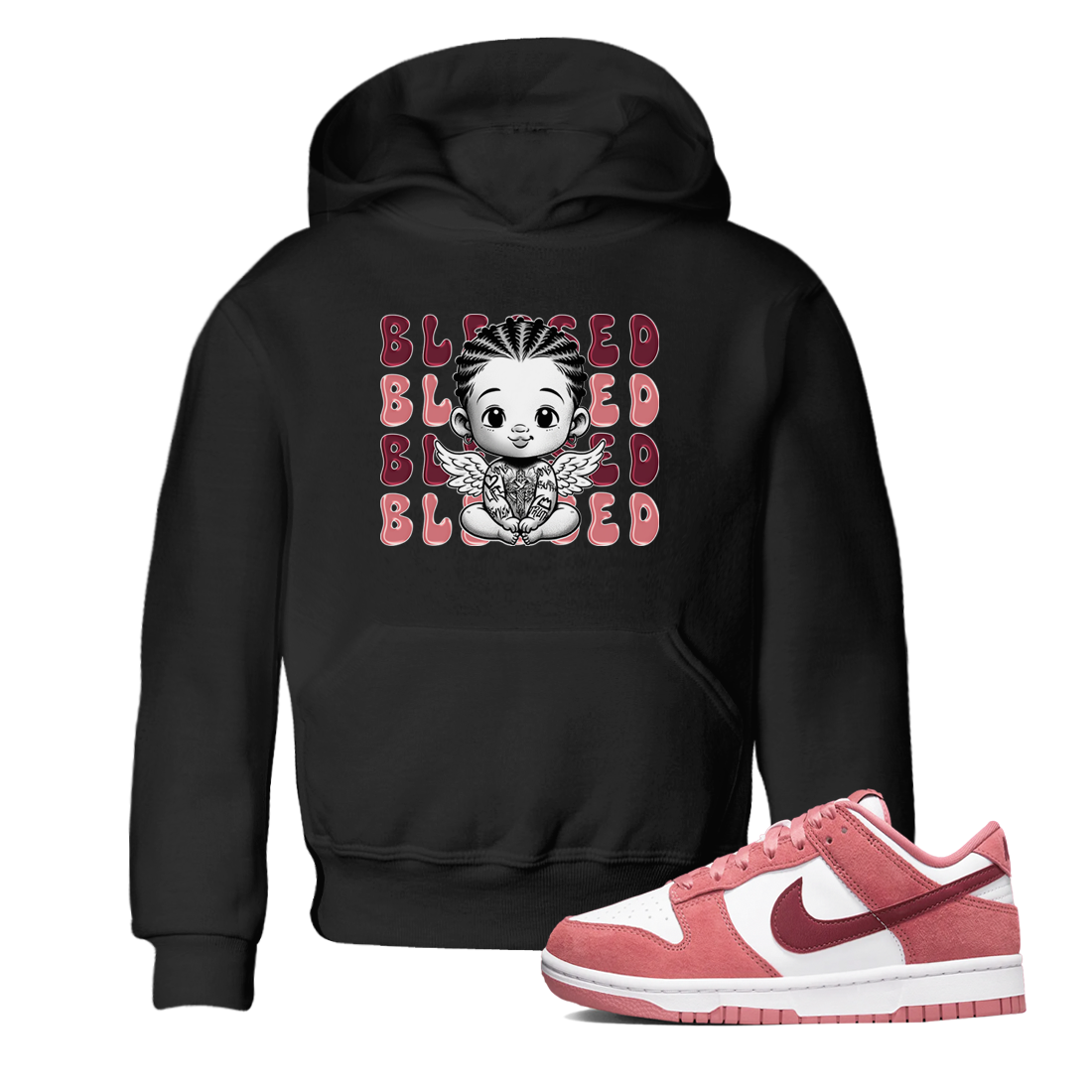 Dunk Low Valentines Day shirt to match jordans Blessed sneaker tees Special Valentine's Day Couple Shirt Dunk Valentine's Day 2024 Drip Gear Zone Sneaker Matching Shirt Baby Toddler Black 1 T-Shirt