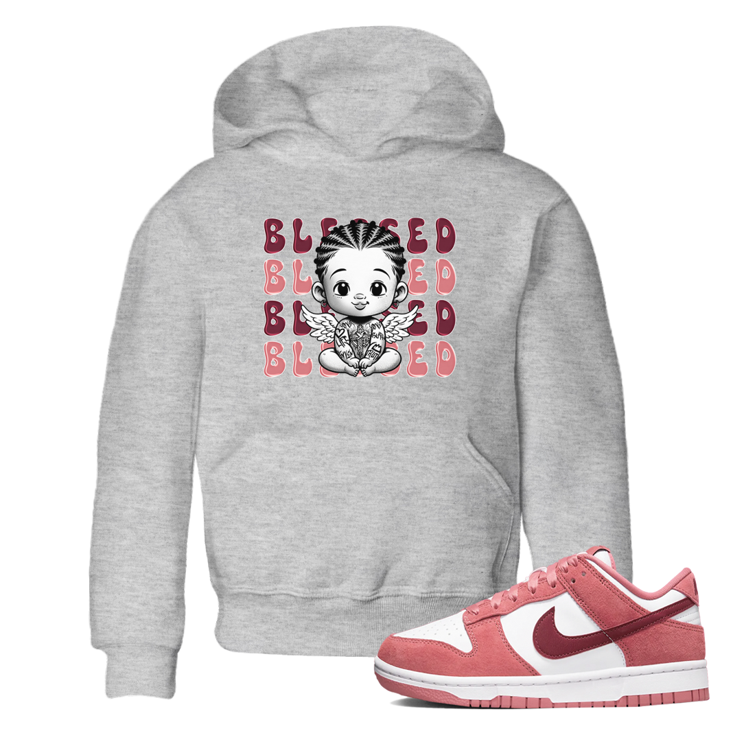 Dunk Low Valentines Day shirt to match jordans Blessed sneaker tees Special Valentine's Day Couple Shirt Dunk Valentine's Day 2024 Drip Gear Zone Sneaker Matching Shirt Baby Toddler Heather Grey 1 T-Shirt