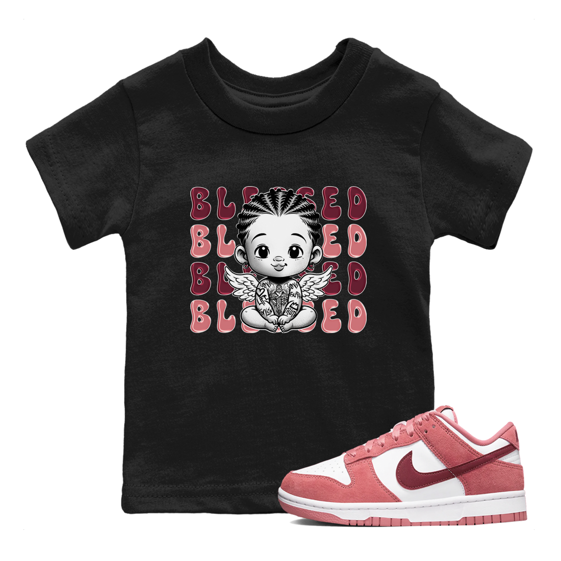 Dunk Low Valentines Day shirt to match jordans Blessed sneaker tees Special Valentine's Day Couple Shirt Dunk Valentine's Day 2024 Drip Gear Zone Sneaker Matching Shirt Baby Toddler Black 1 T-Shirt