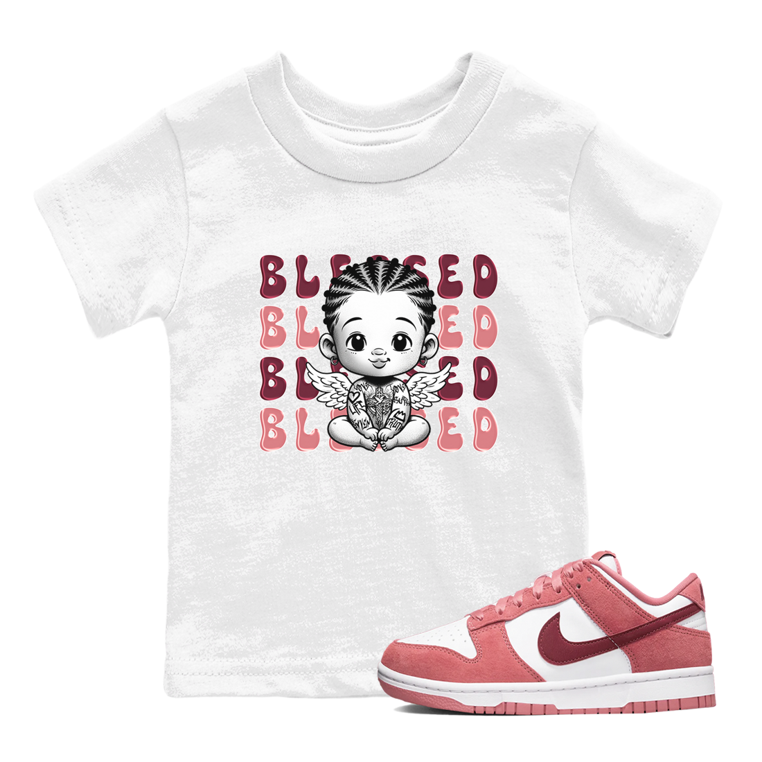 Dunk Low Valentines Day shirt to match jordans Blessed sneaker tees Special Valentine's Day Couple Shirt Dunk Valentine's Day 2024 Drip Gear Zone Sneaker Matching Shirt Baby Toddler White 1 T-Shirt