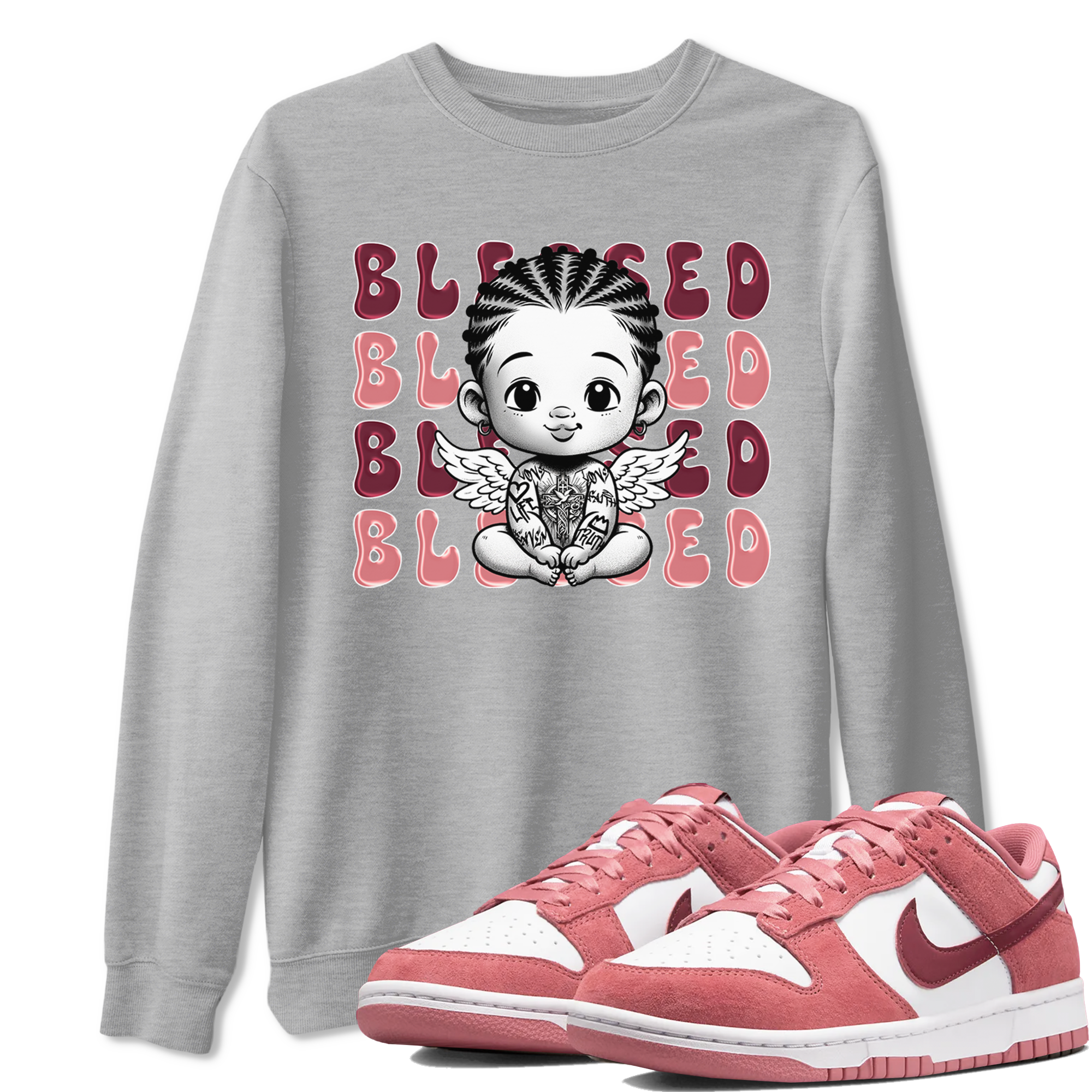Dunk Low Valentines Day shirt to match jordans Blessed sneaker tees Special Valentine's Day Couple Shirt Dunk Valentine's Day 2024 Drip Gear Zone Sneaker Matching Shirt Unisex Heather Grey 1 T-Shirt