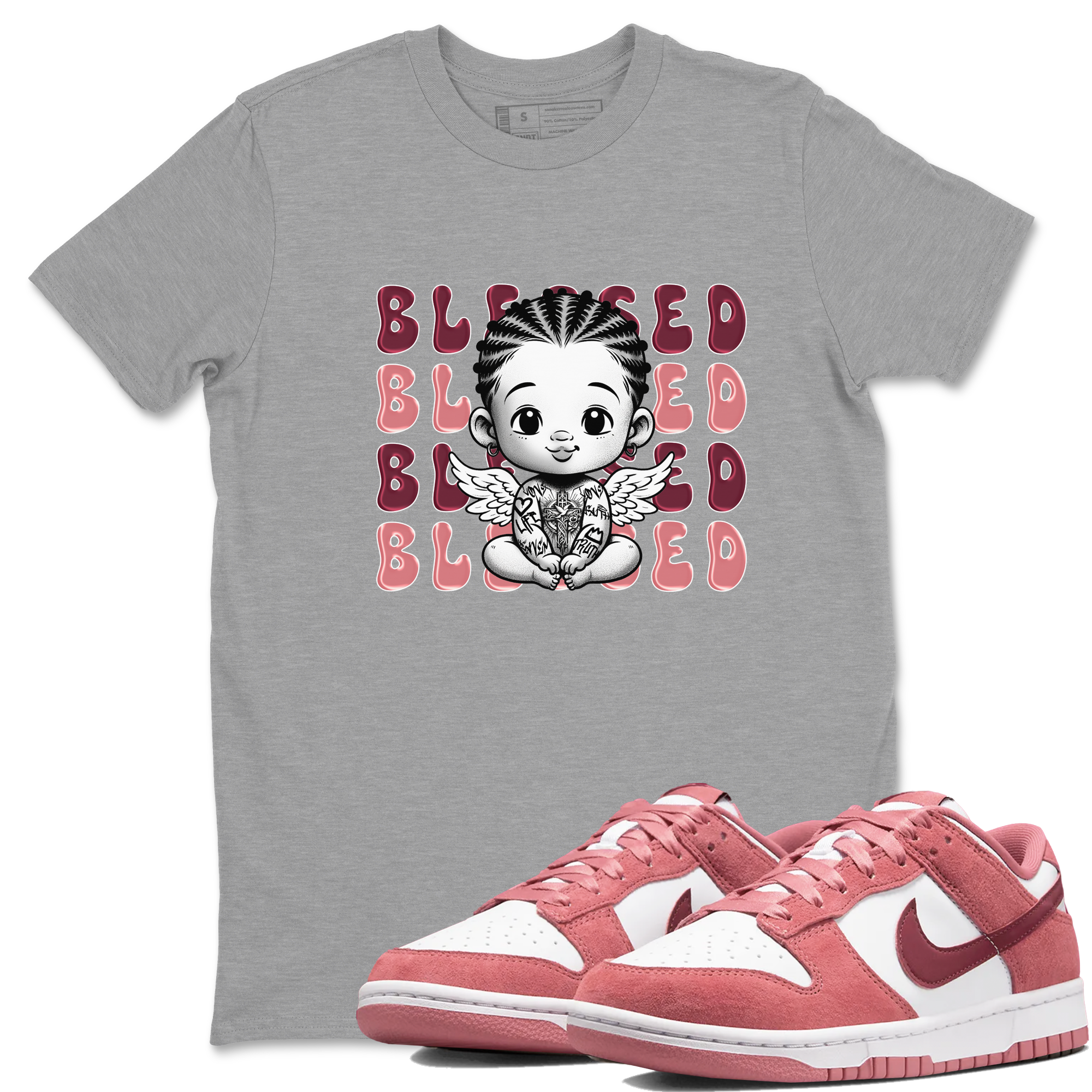 Dunk Low Valentines Day shirt to match jordans Blessed sneaker tees Special Valentine's Day Couple Shirt Dunk Valentine's Day 2024 Drip Gear Zone Sneaker Matching Shirt Unisex Heather Grey 1 T-Shirt