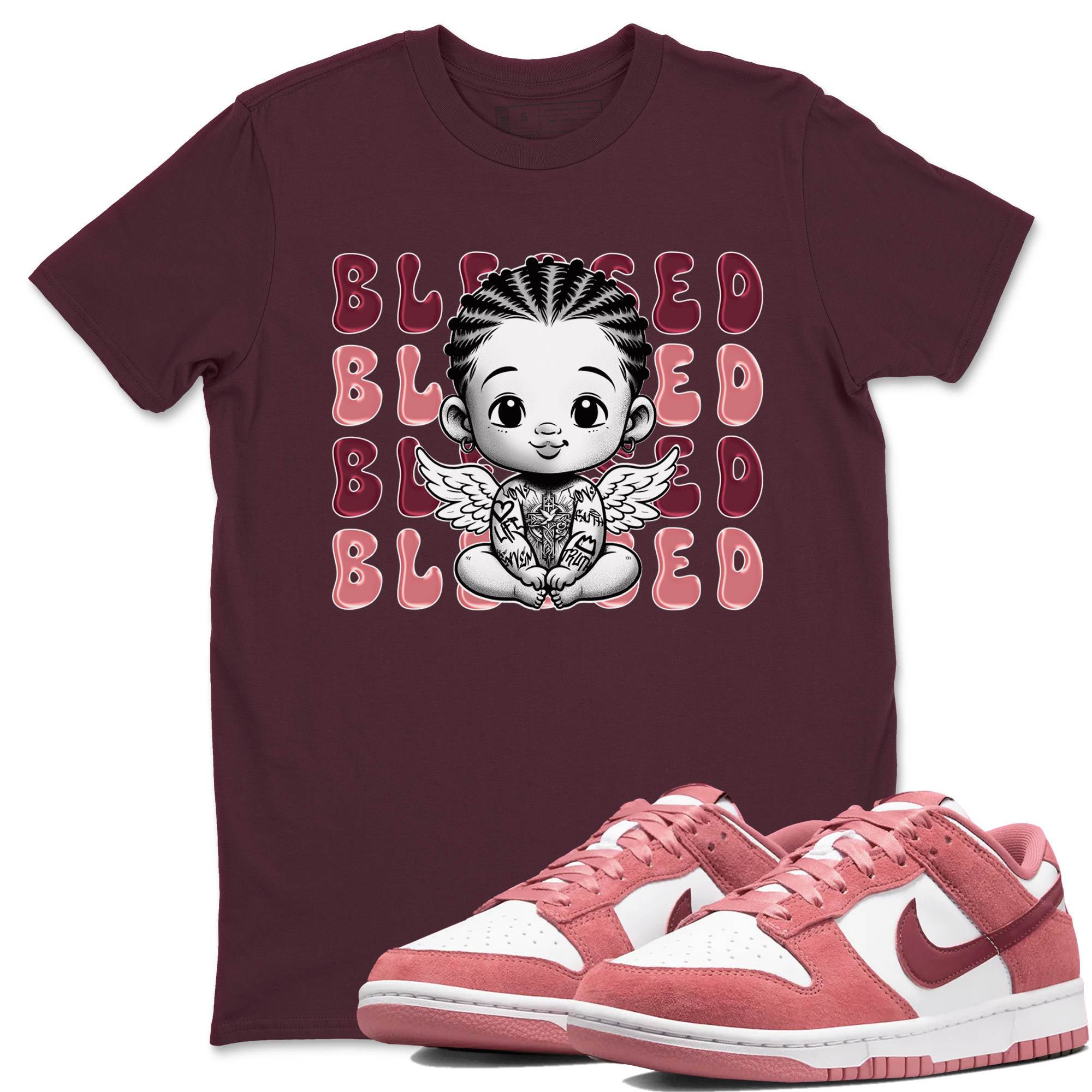 Dunk Low Valentines Day shirt to match jordans Blessed sneaker tees Special Valentine's Day Couple Shirt Dunk Valentine's Day 2024 Drip Gear Zone Sneaker Matching Shirt Unisex Maroon 1 T-Shirt