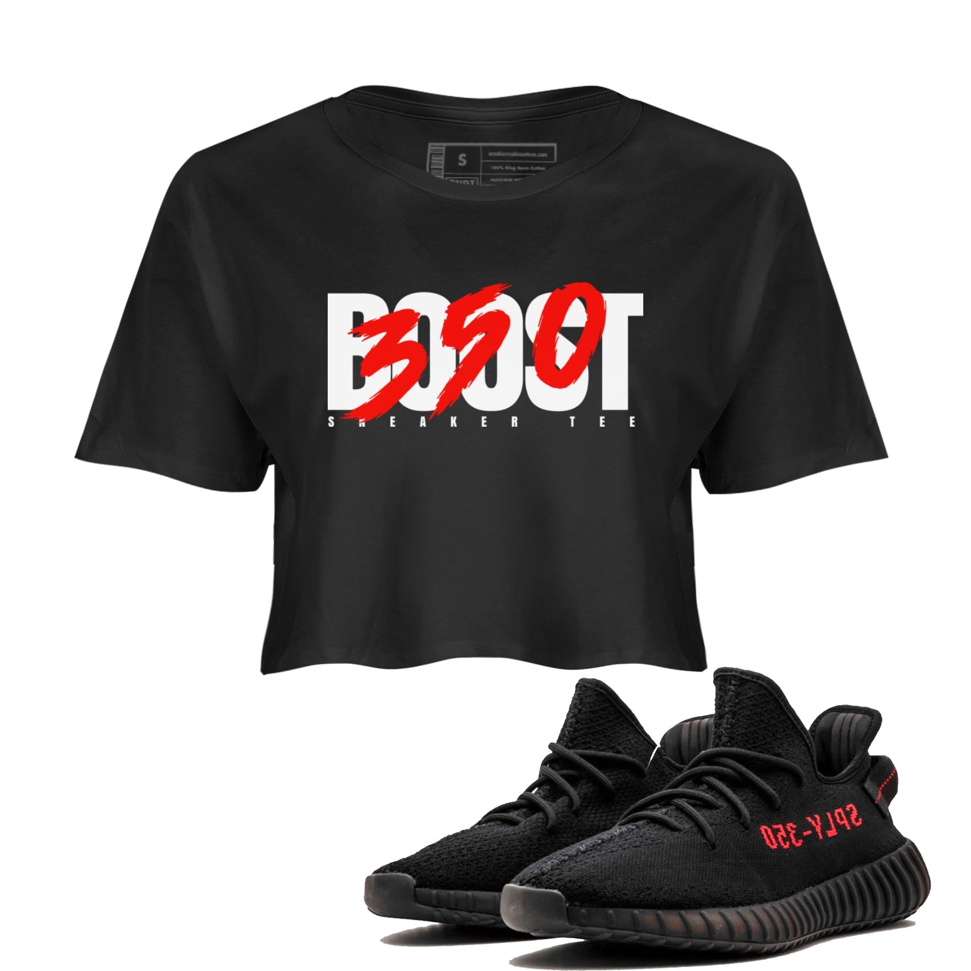 Yeezy 350 Bred shirt to match jordans Boost 350 Streetwear Sneaker Shirt Adidas Yeezy Boost V2 350 Bred Drip Gear Zone Sneaker Matching Clothing Black 1 Crop T-Shirt
