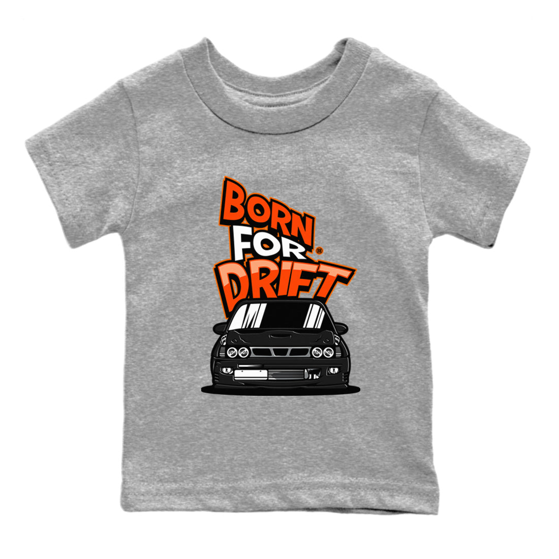Air Jordan 12 Brilliant Orange Sneaker Match Tees Born For Drift Sneaker Tees 12s Brilliant Orange Tee Kids Shirts Heather Grey 2