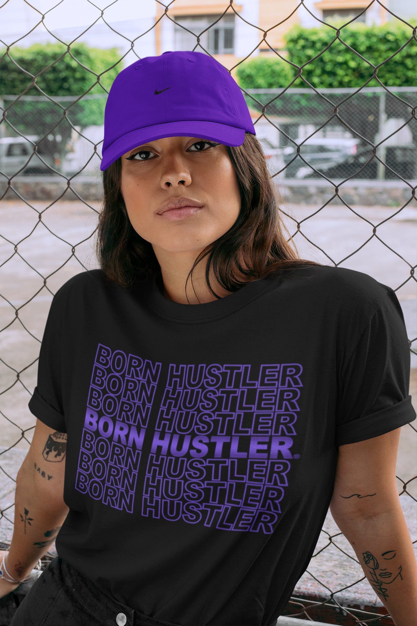 Jordan 1 WMNS Court Purple Shirt To Match Jordans Born Hustler Sneaker Tees Jordan 1 WMNS Court Purple Drip Gear Zone Sneaker Matching Clothing Unisex Shirts