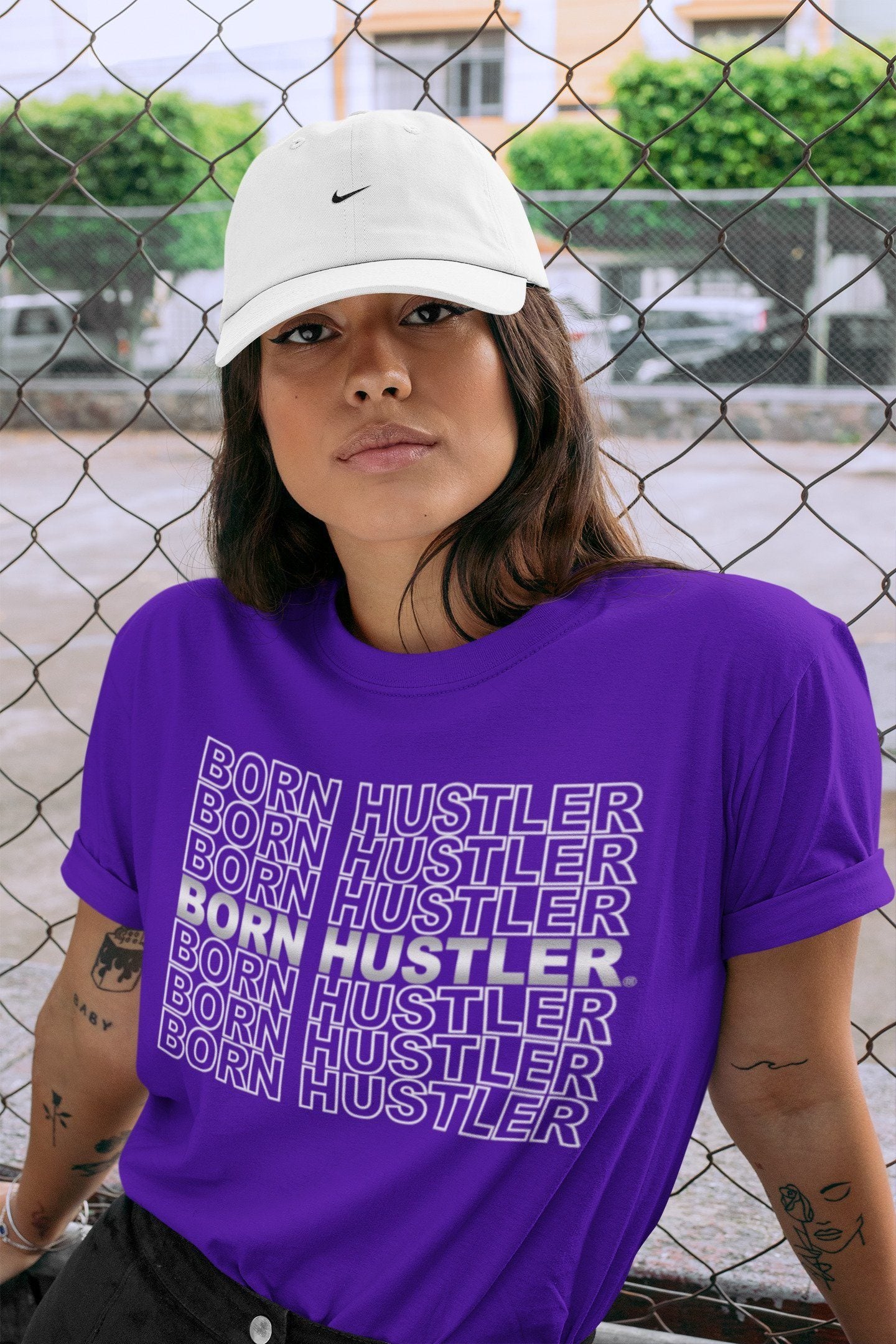 Jordan 1 WMNS Court Purple Shirt To Match Jordans Born Hustler Sneaker Tees Jordan 1 WMNS Court Purple Drip Gear Zone Sneaker Matching Clothing Unisex Shirts
