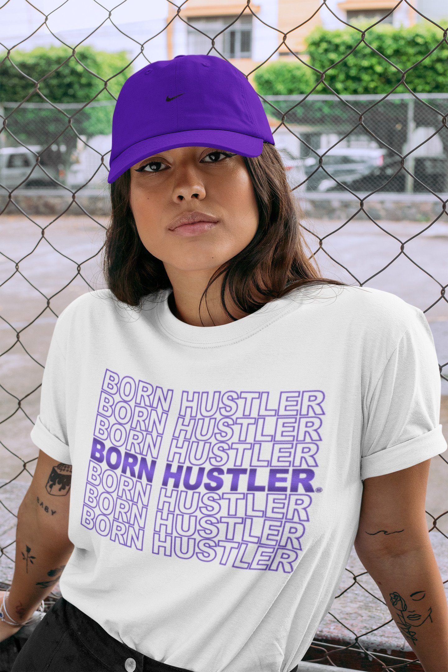 Jordan 1 WMNS Court Purple Shirt To Match Jordans Born Hustler Sneaker Tees Jordan 1 WMNS Court Purple Drip Gear Zone Sneaker Matching Clothing Unisex Shirts