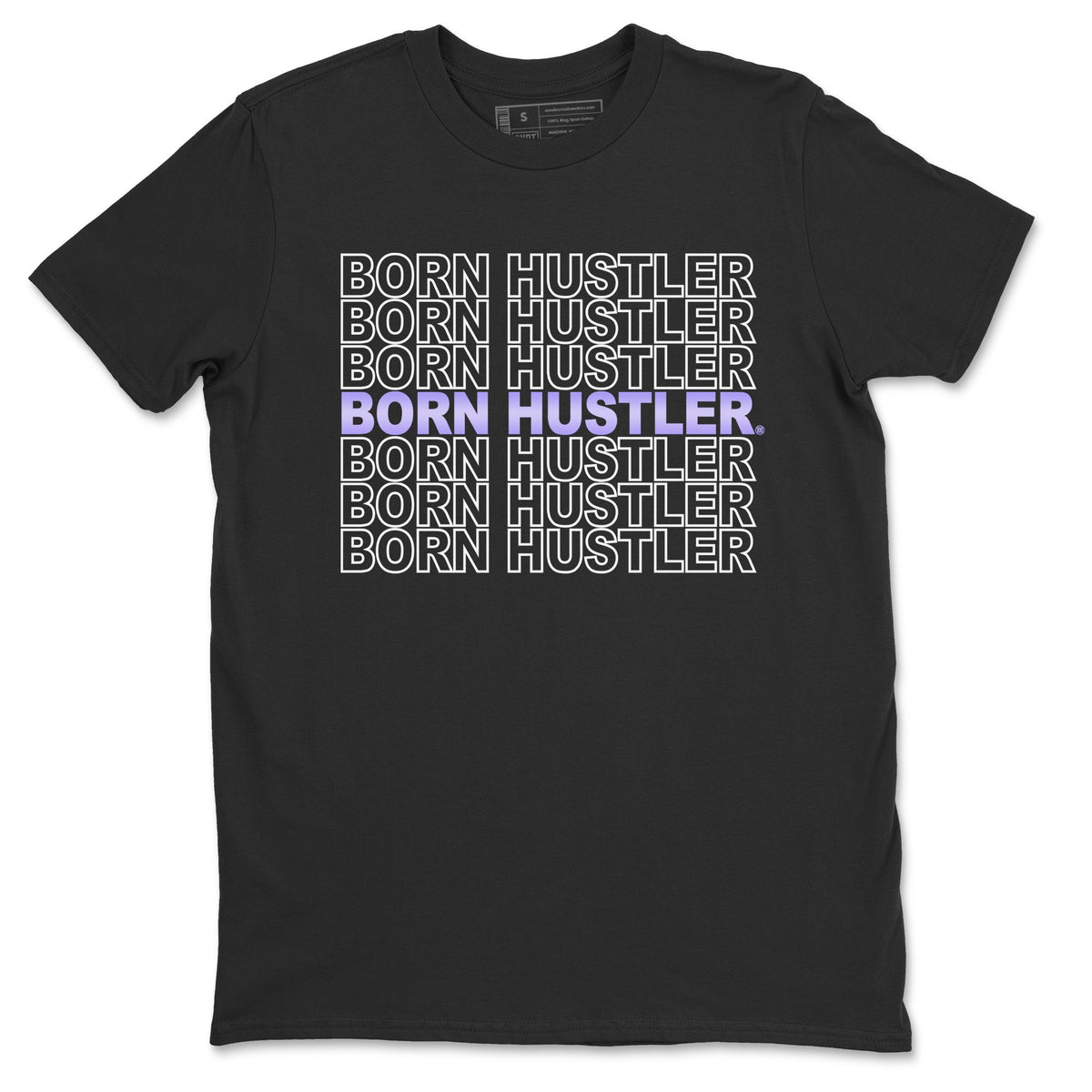 Jordan 11 Pure Violet Sneaker Matching T-Shirt Born Hustler Sneaker Tees Jordan 11 Pure Violet Sneaker Release Tees Crew Neck Tees