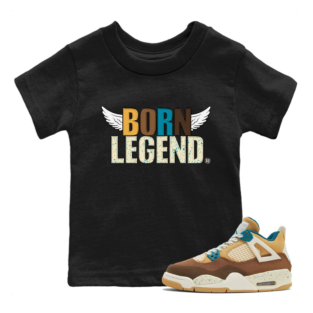 Air Jordan 4 GS Cacao Wow Match To Jordans Born Legend Streetwear Sneaker Shirt Air Jordan 4 Cacao Wow SNRT Drip Gear Zone Sneaker Matching Clothing Kids Shirts Black 1