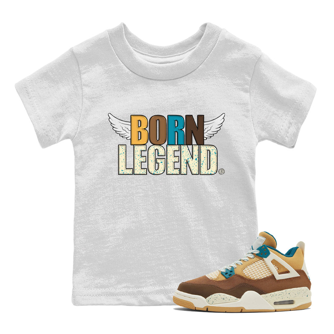 Air Jordan 4 GS Cacao Wow Match To Jordans Born Legend Streetwear Sneaker Shirt Air Jordan 4 Cacao Wow Drip Gear Zone Sneaker Matching Clothing Kids Shirts White 1
