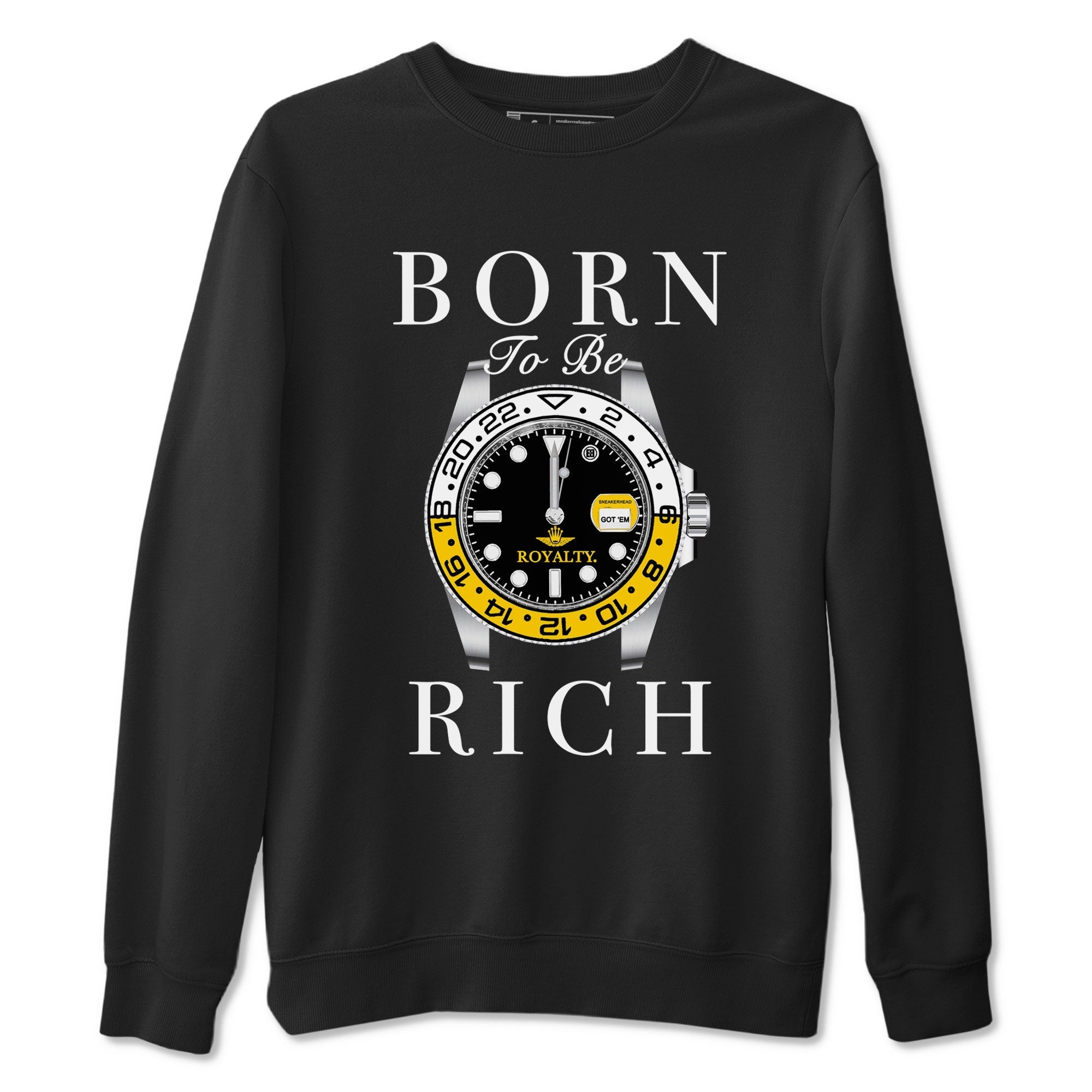 AJ1 Yellow Ochre shirt to match jordans Born To Be Rich sneaker tees streetwear brand Air Jordan 1 Yellow Ochre Drip Gear Zone Brand unisex cotton Black 2 crew neck shirt