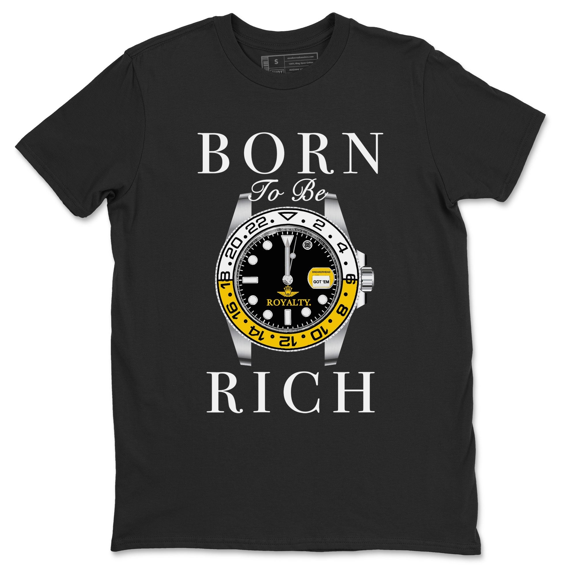 AJ1 Yellow Ochre shirt to match jordans Born To Be Rich sneaker tees streetwear brand Air Jordan 1 Yellow Ochre Drip Gear Zone Brand unisex cotton Black 2 crew neck shirt