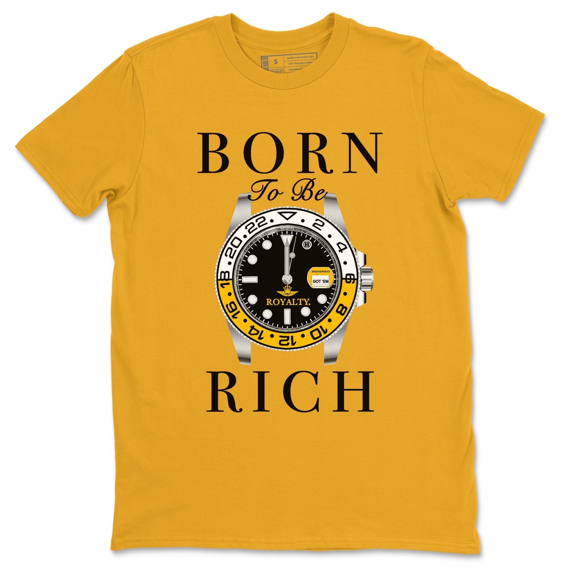 AJ1 Yellow Ochre shirt to match jordans Born To Be Rich sneaker tees streetwear brand Air Jordan 1 Yellow Ochre Drip Gear Zone Brand unisex cotton Gold 2 crew neck shirt