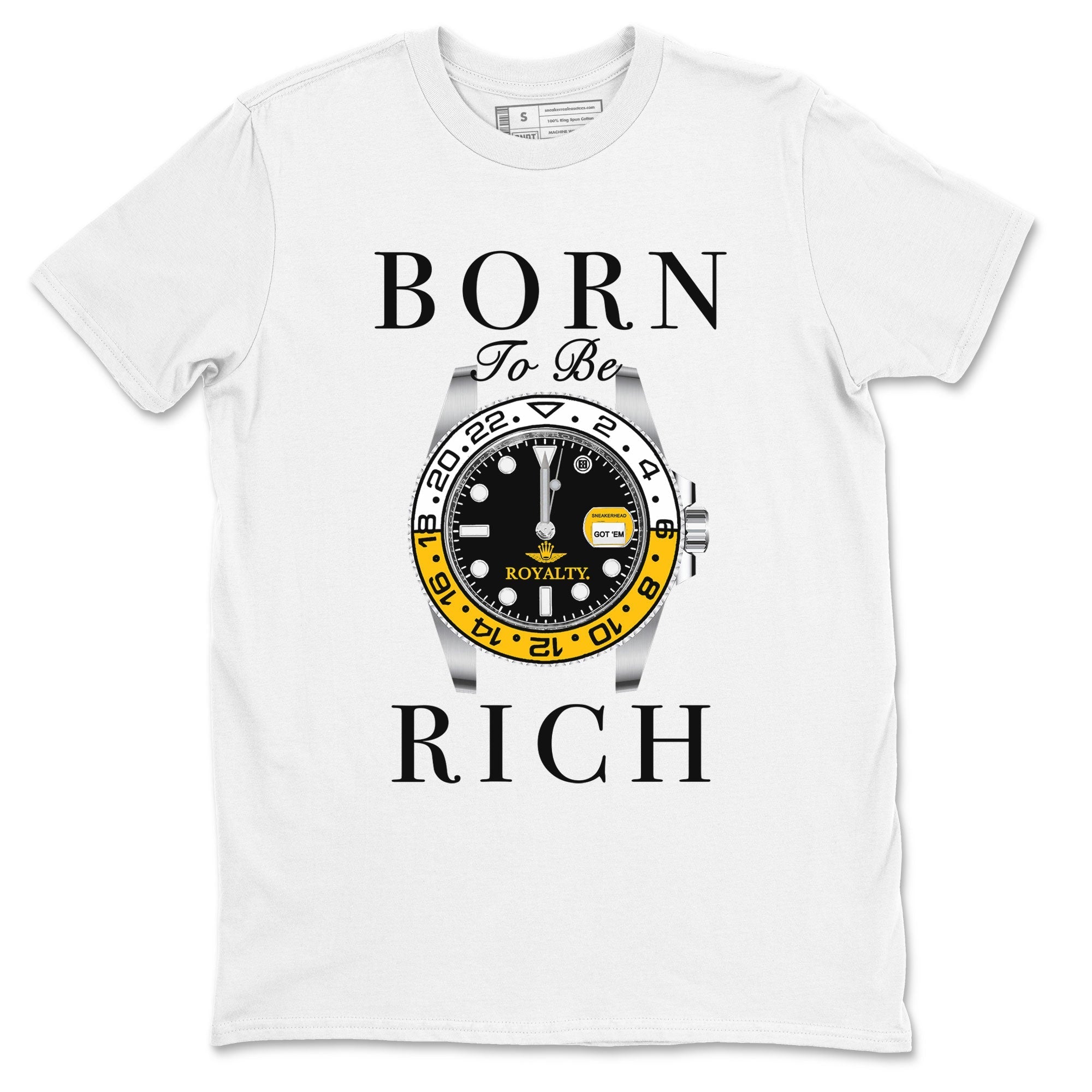 AJ1 Yellow Ochre shirt to match jordans Born To Be Rich sneaker tees streetwear brand Air Jordan 1 Yellow Ochre Drip Gear Zone Brand unisex cotton White 2 crew neck shirt