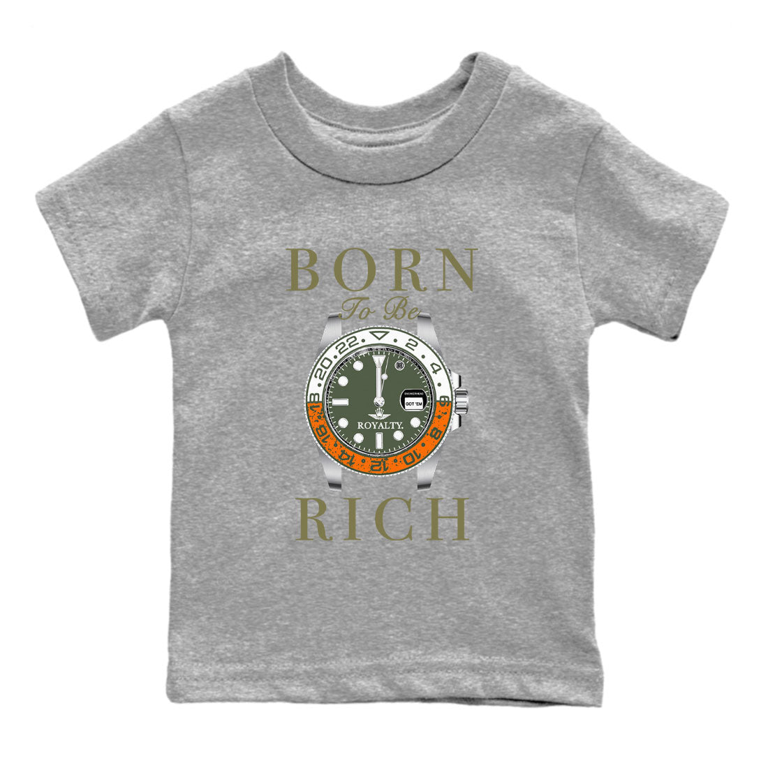 5s Olive shirt to match jordans Born To Be Rich sneaker tees Air Jordan 5 Olive Drip Gear Zone baby toddler Heather Grey 2 cotton Shirt