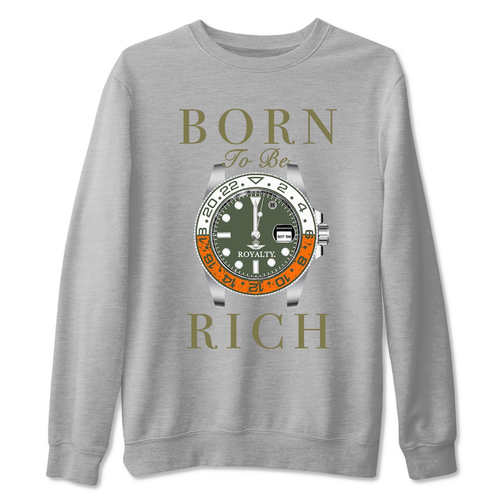5s Olive shirt to match jordans Born To Be Rich sneaker tees Air Jordan 5 Retro Olive Drip Gear Zone unisex cotton Heather Grey 2 crew neck shirt