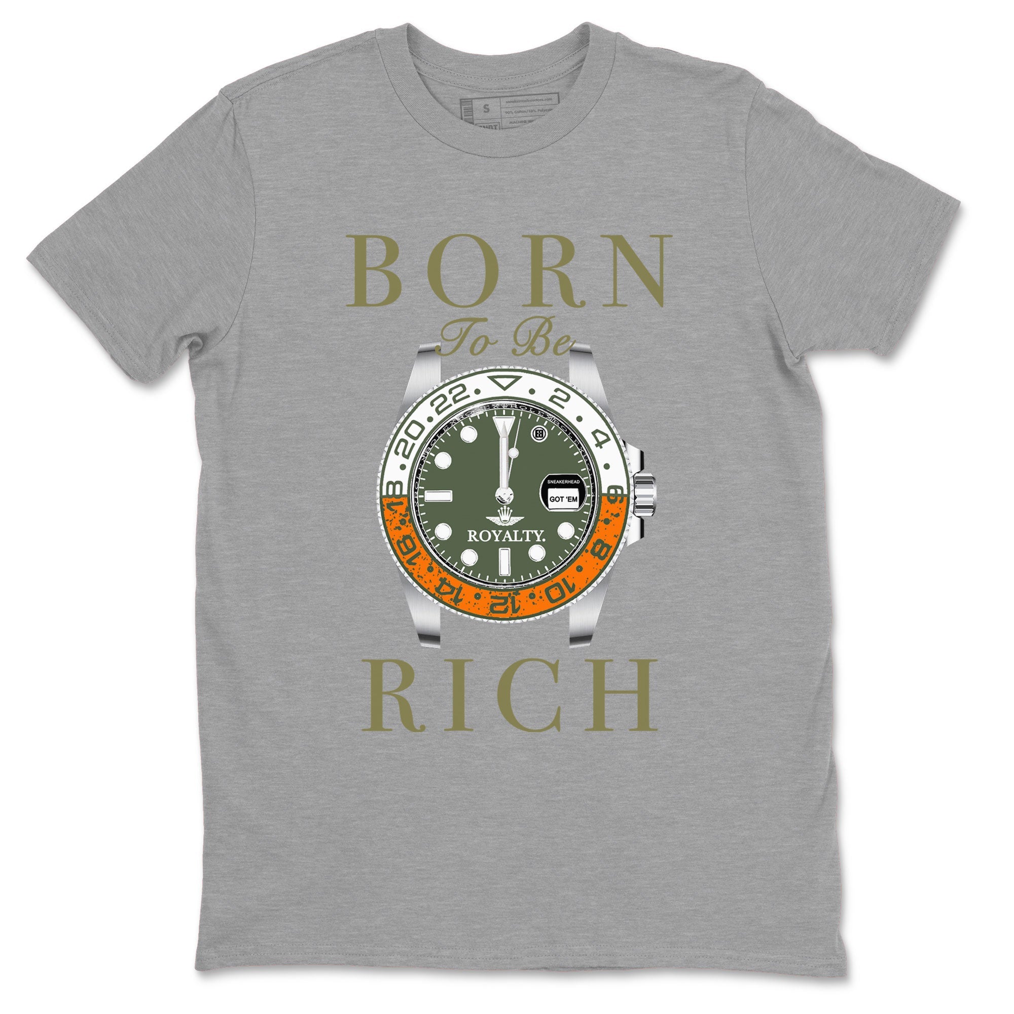 5s Olive shirt to match jordans Born To Be Rich sneaker tees Air Jordan 5 Retro Olive Drip Gear Zone unisex cotton Heather Grey 2 crew neck shirt